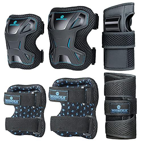 Mountalk MOUNTALK Knee Pads for Kids/Toddler, Boys and Girls Skate Pads Protective Gear Set with Elbow Pads, Wrist Guards and Knee Pads(Blue,M)