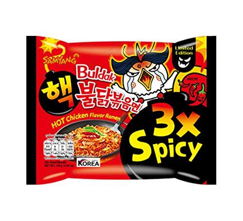 Sam Yang Samyang 3X Spicy Buldak Hot Chicken Flavour Instant Korean Noodles - 140gm*4Pack (Pack of 4) (Imported)