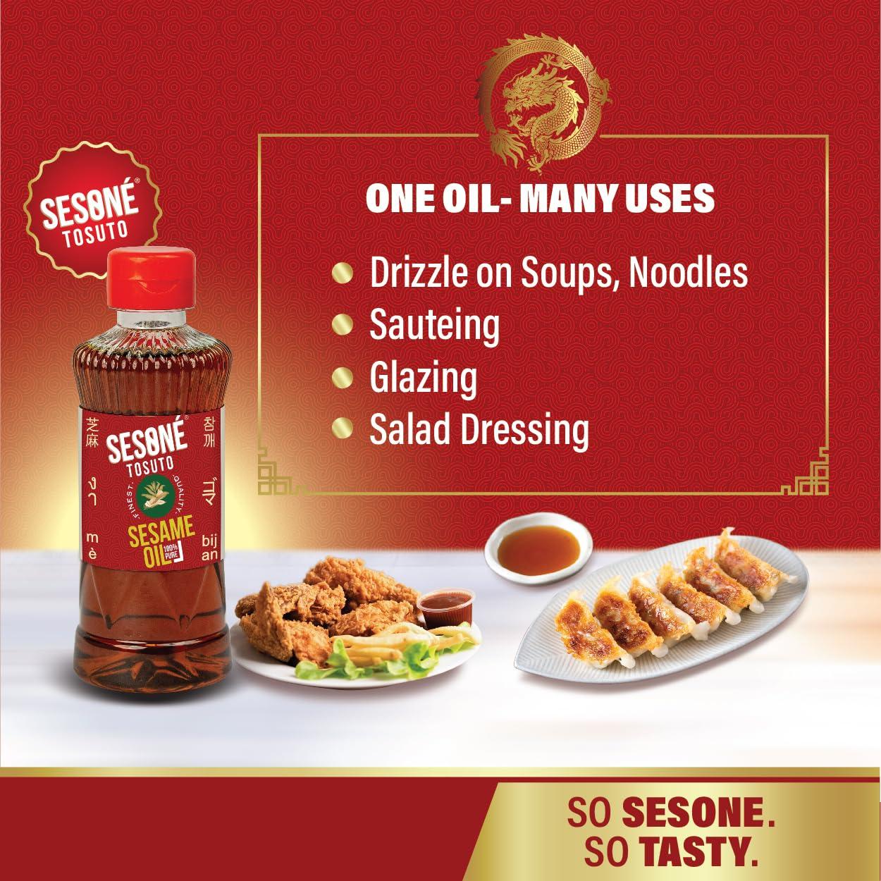 Sesoné Sesone Tosuto Premium Toasted Sesame Oil | 240ml Bottle | 100% Natural Sesame Oil for Oriental Cooking | No Additives & No Artificial Colours | Nutty Flavor, Drizzle on Soups, for Sauting and Salad Dressing