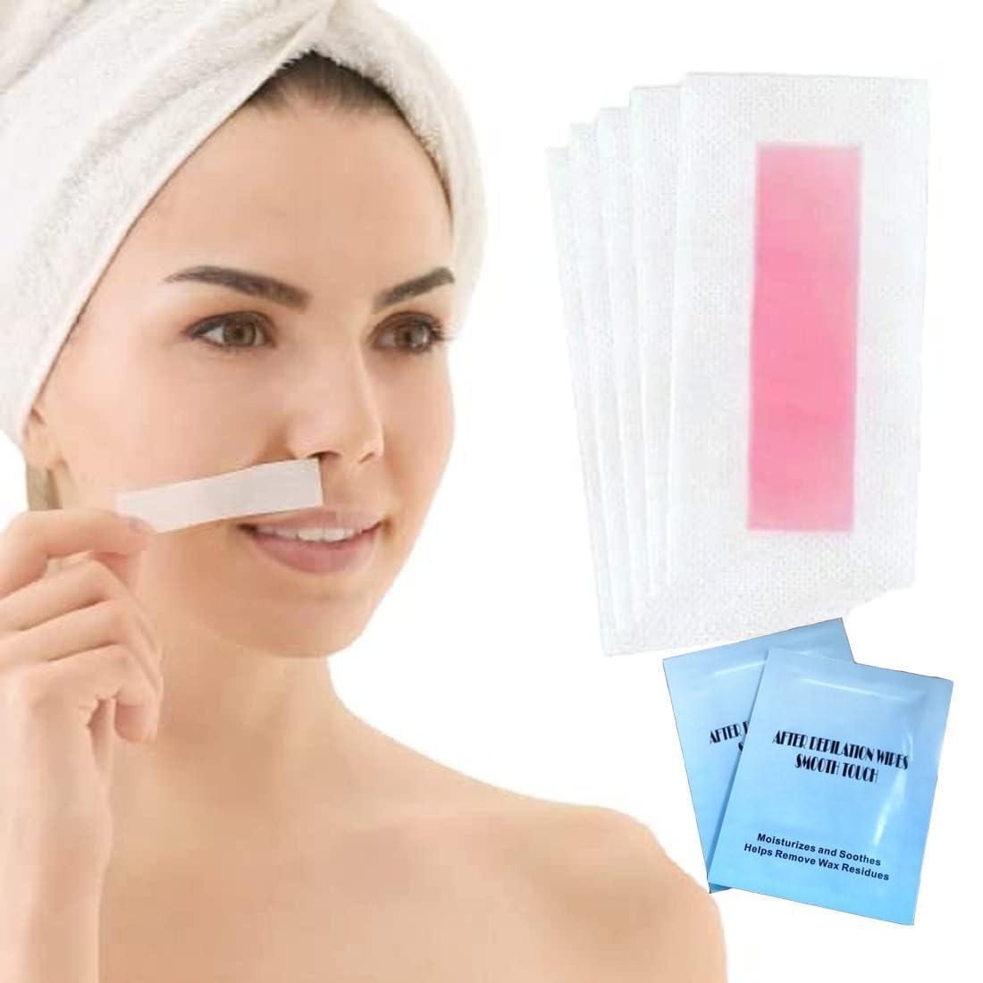 KNYUC MART KNYUC MART Hair Removal Waxing Strips for Eyebrows Face Upper Lip Chin Facial Wax Strips for For Legs,underarms (20 Strips +2 pcs finish wipes) (CHAMOMILE)