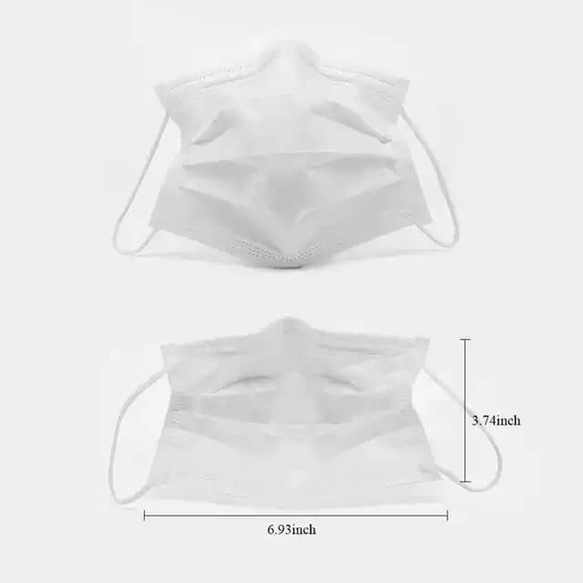 La' Forte La' Forte Disposable 3-Layer Face Masks Thick with Elastic Ear Loop, Anti-Dust, 50, White