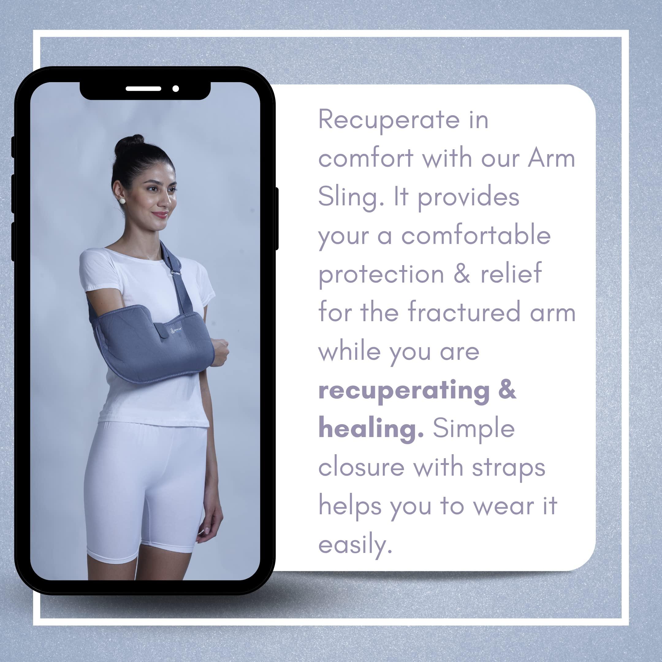 DRIVECURE DRIVECURE Nylon Arm Sling Pouch For Men & Women Pack Of 1-Grey |Arm Sling Pouch|Shoulder Support, Hand Support |Shoulder Wrist Elbow Support Brace For Broken And Fractured Hand (Large (L))