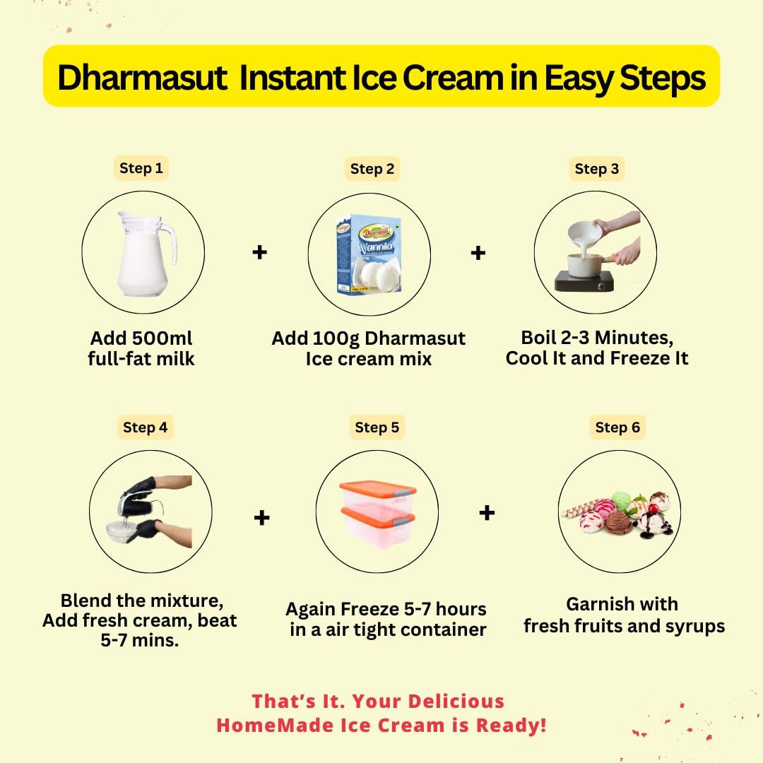 Dharmasut 2 Vanilla + 2 Chocolate Instant Ice Cream Mix Powder | Combo of 4