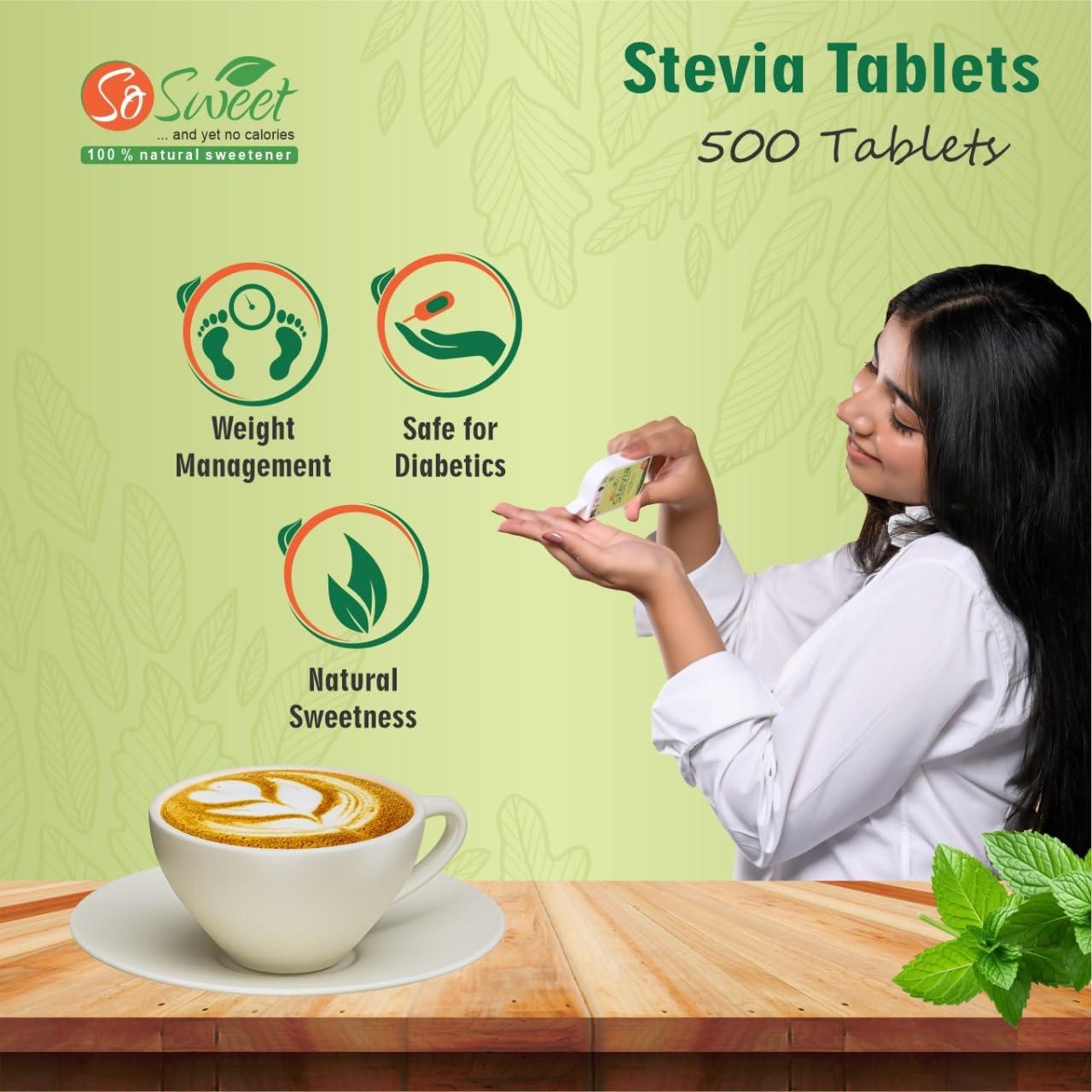 So sweet So Sweet Stevia 500 Tablet Sugar Free Natural Zero Calorie Sweetener (Pack of 10)