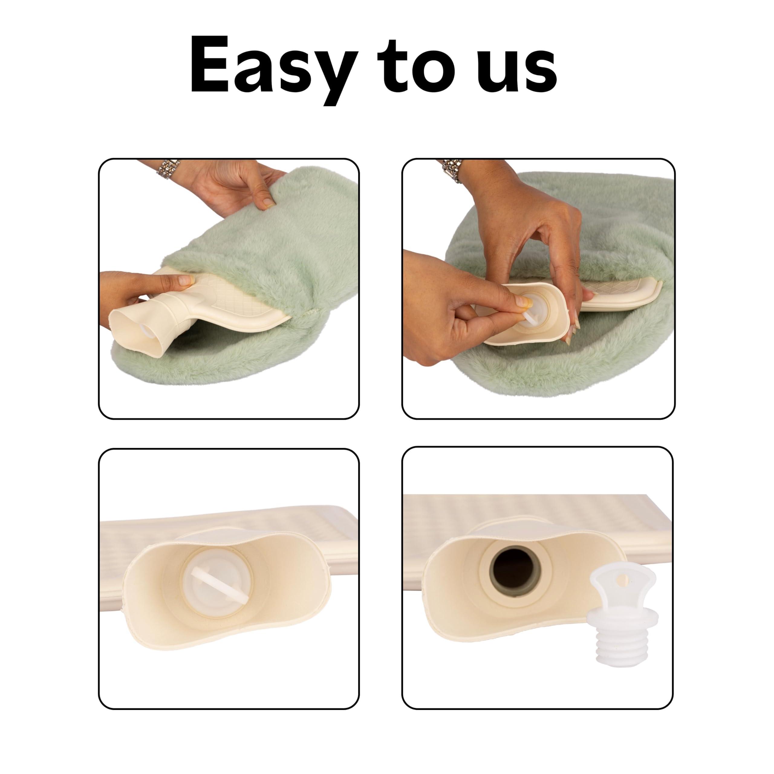 Onprix Onprix Soft Cover Hot Water Bag, Leak Proof Plush Cover Warm Water Bag Warm Hands and Feet, Period Warmth, Cute Design, Easy Water Injection Perfect for Bed, Travel, and Outdoor Use- 2 Liter