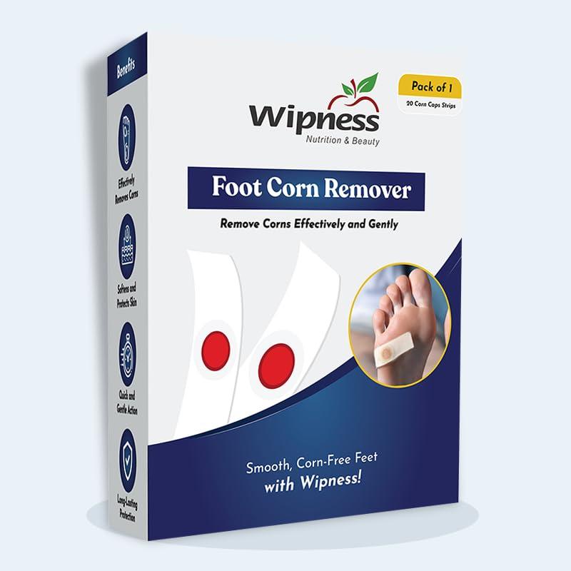 Wipness 100% Natural Foot Corn Removal Plaster for Foot - Pack of 1 = 20 Corn Caps Strips
