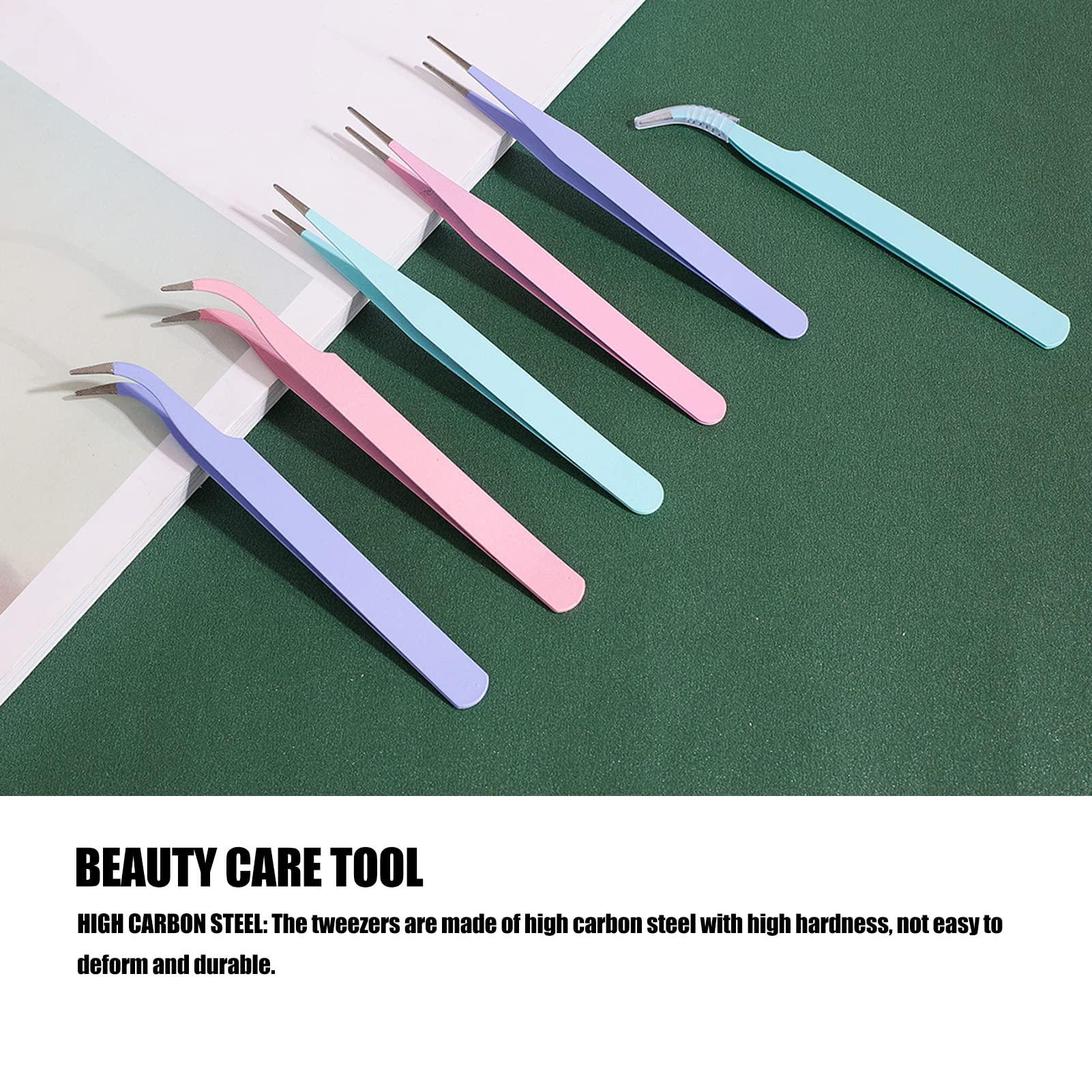 RTLR Accuracy Tweezer, Tweezer Set Hard Multifunctional Elbow Pointed for Eyelashes Extension