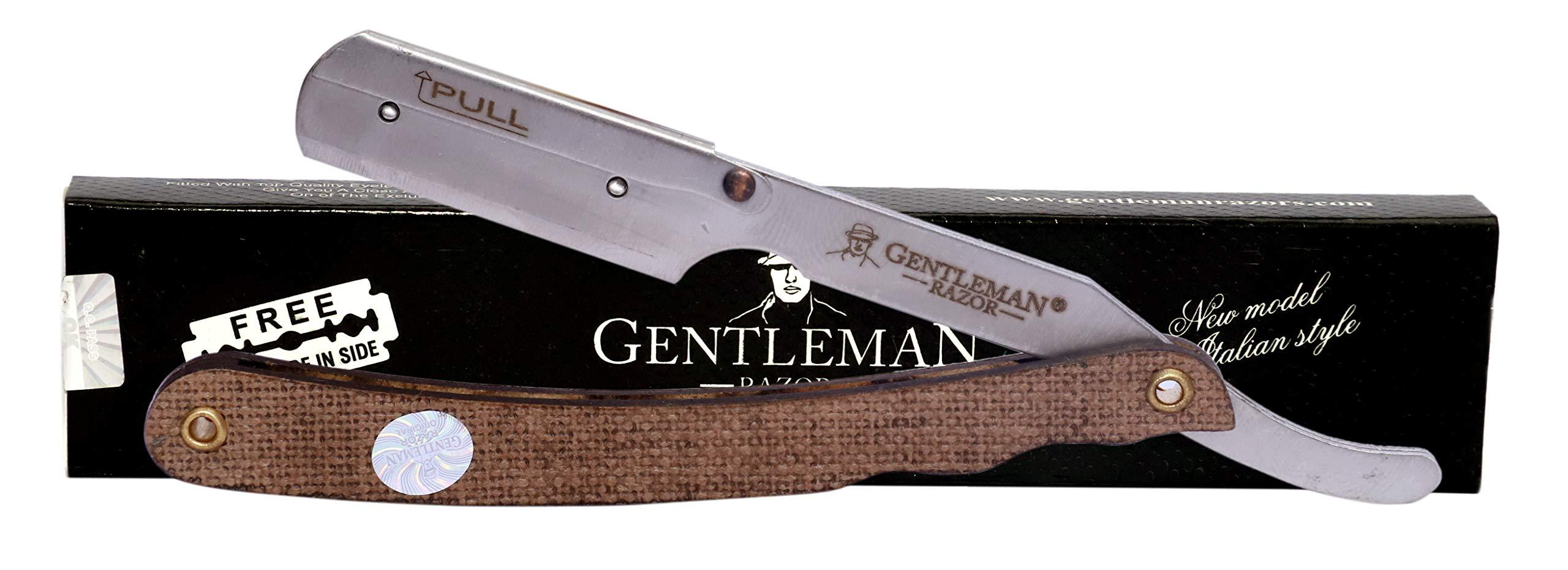 GENTLEMAN GENTLEMAN WOODEN LOOK barber razor barber razor for men professional razor for men ustra razor shaving razor men straight edge razor saloon razor for men PACK OF 3 (FREE Blade Inside)