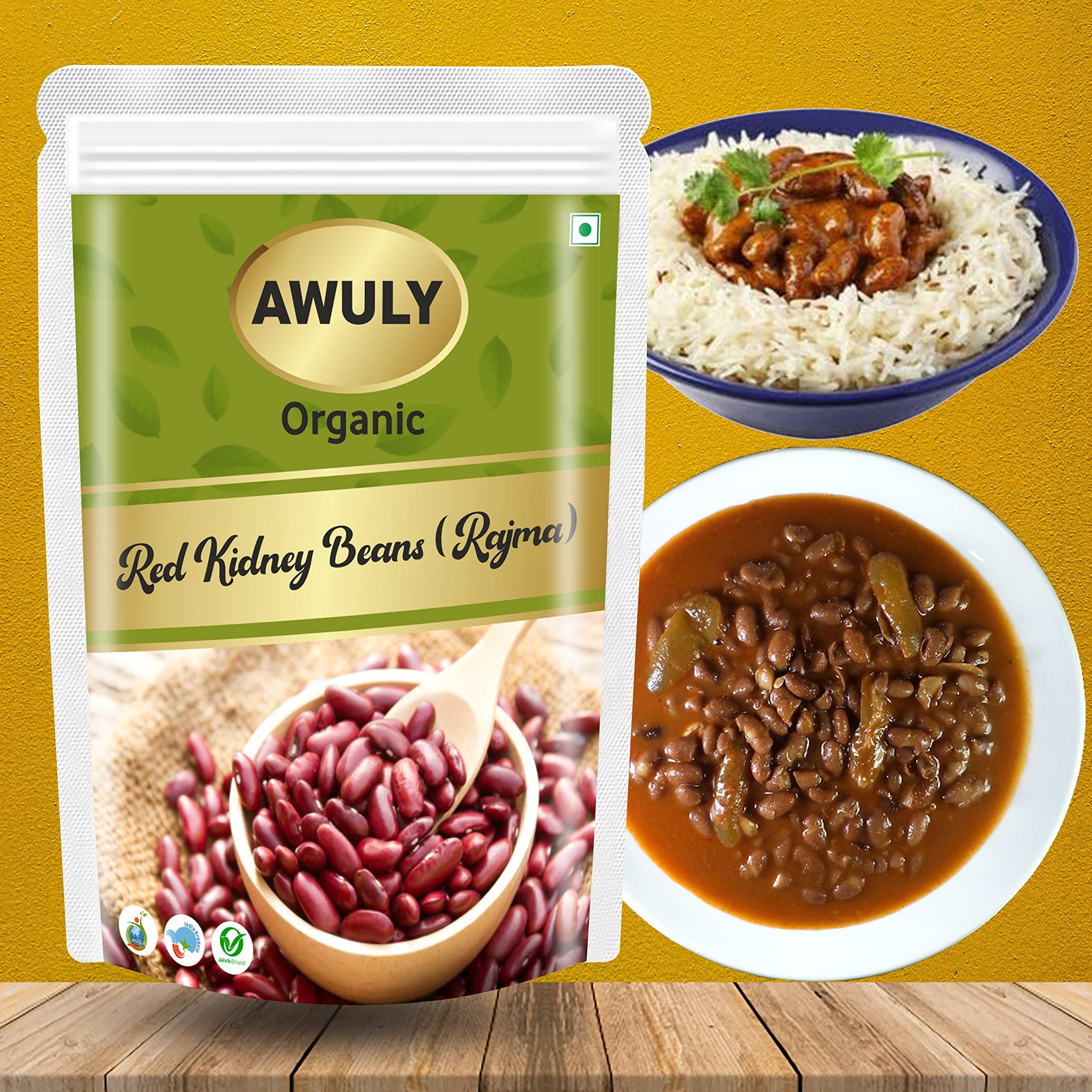 AWULY AWULY Authentic Organic Red Kidney Beans |fresh rajma raw small | Natural & Ecofriendly Packaging | Rich in Protein | No Cholesterol|No Additives (500)
