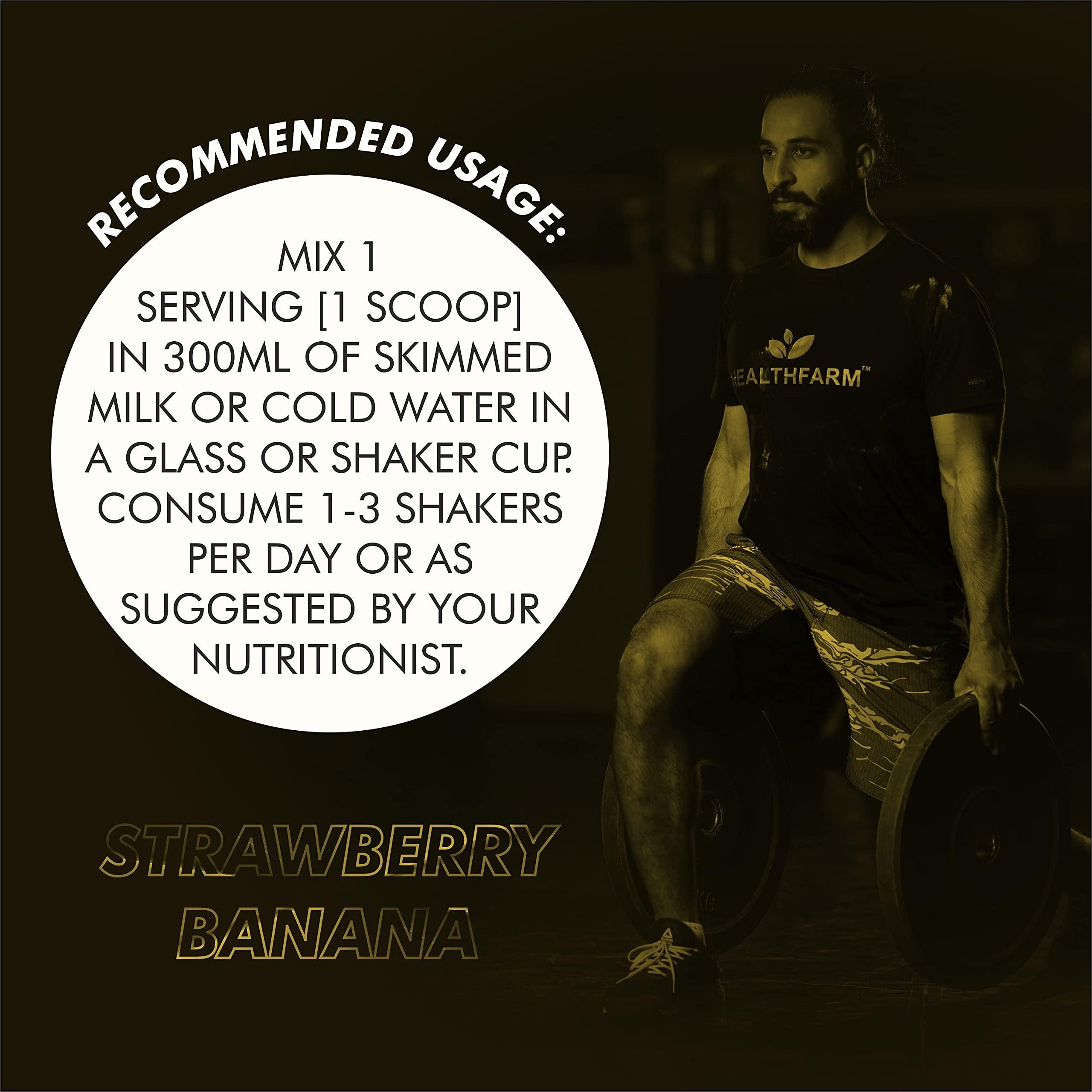 HEALTHFARM Healthfarm Hydro Gain Mass Gainer | For Muscle Gain | Weight Gain Protein Powder (Flavour-Strawberry Banana-3kg-6.6 lbs)