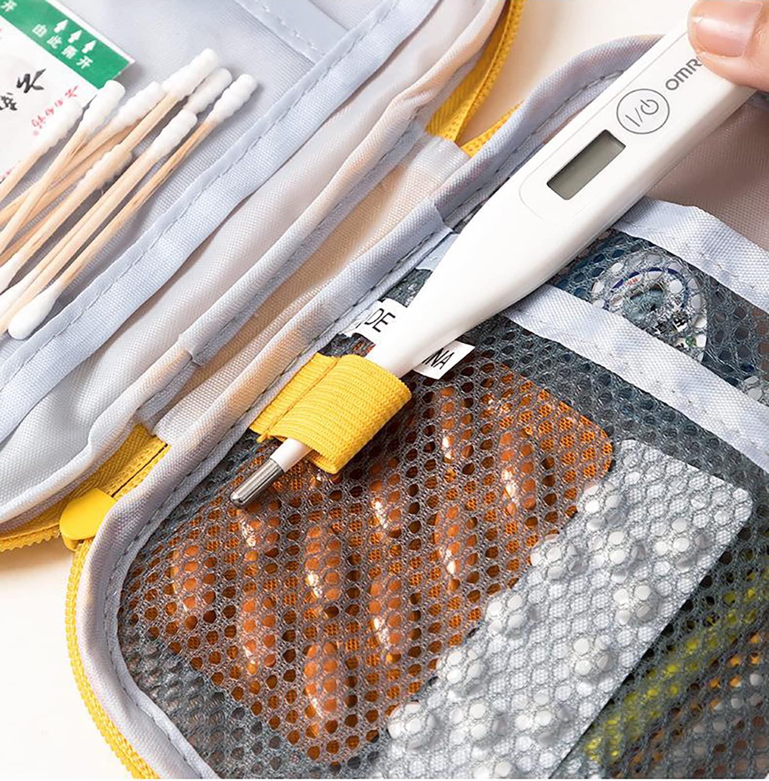 House of Quirk House of Quirk Nylon Oxford First Aid Bag, Empty First Aid Pouch, Mini Portable Medical Bag For Outdoor Camping Hiking Travel Emergency, Multifunction Emergency Medicine Storage (Yellow)