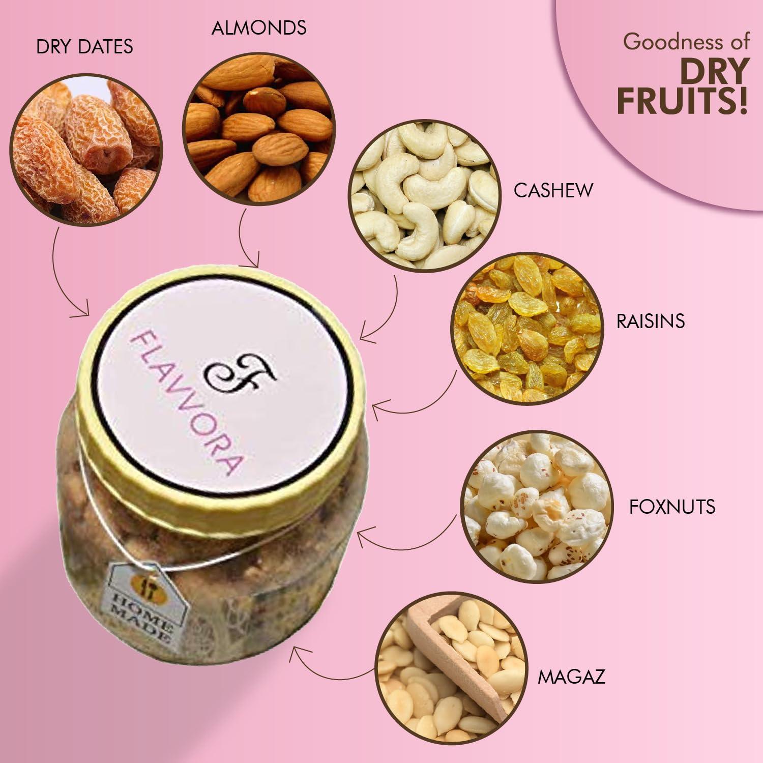 FLAVVORA FLAVVORA Pure Desi Ghee Punjabi Dry Fruit Panjeeri (Sugar Panjeeri 1KG, 1 KG)