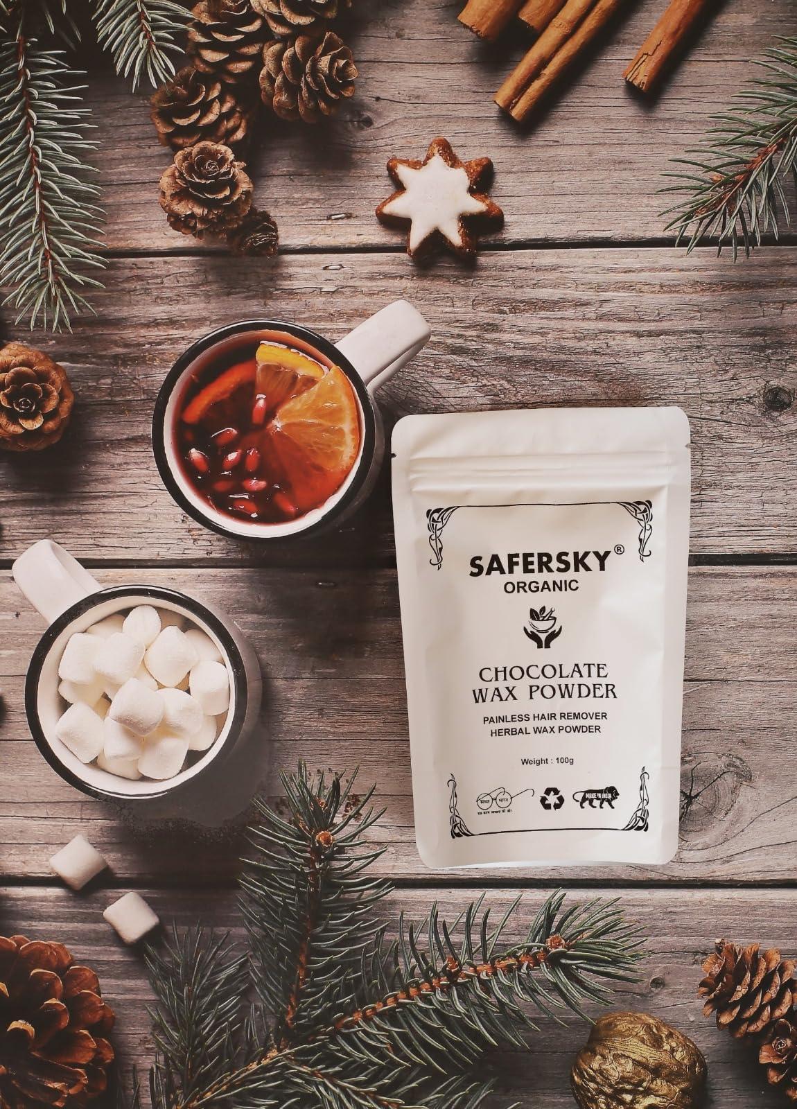 SAFERSKY SAFERSKY Herbal Body Wax Powder for Hair Removal | Chocolate Flavours For Hair Remover Wax Powder | Painless Hair Removal Wax Powder | Zero irritation | No Side Effects | Hair Removal Powder For All Hair & Skin Types Bikini Area Organic Hair Removal