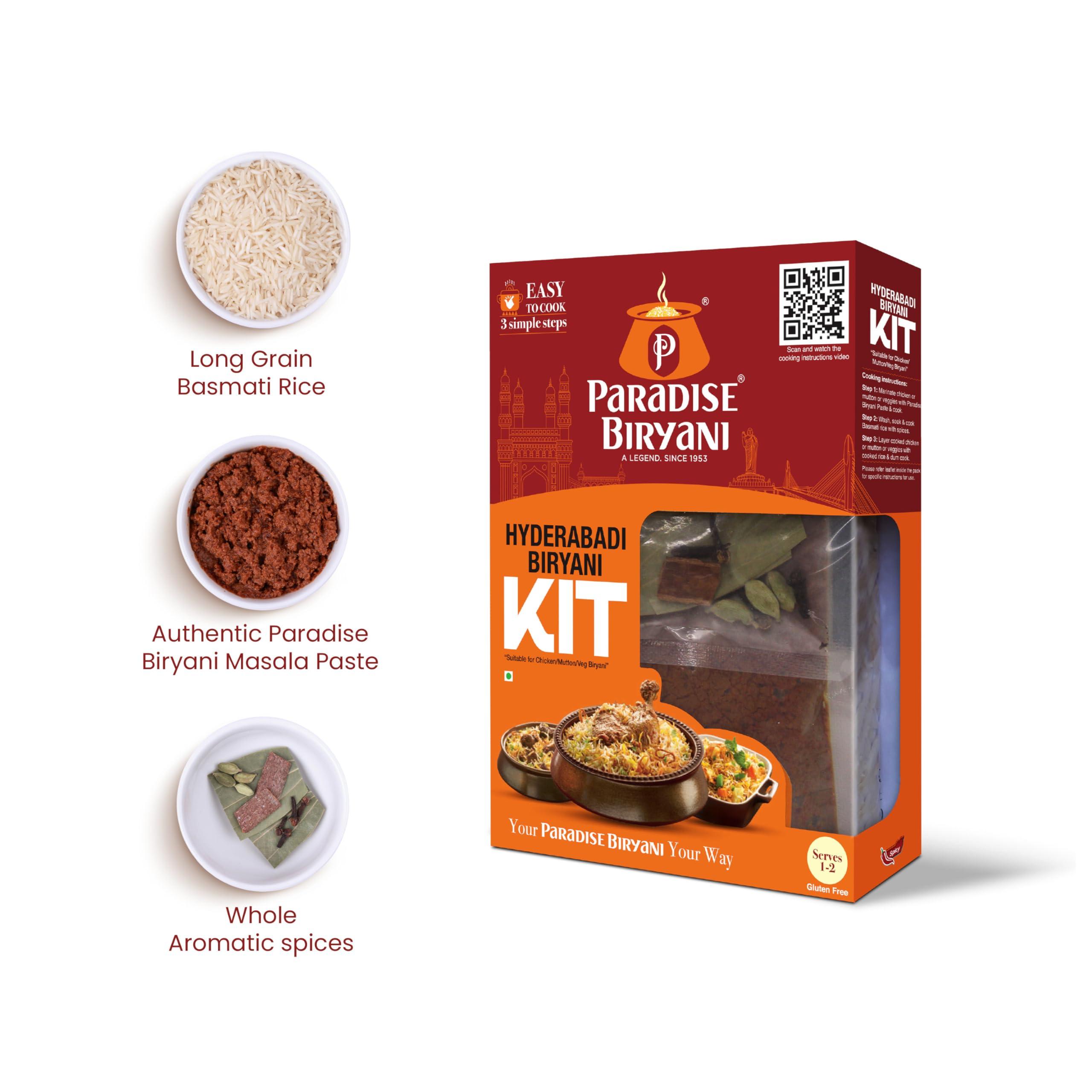 Paradise Biryani Paradise Hyderabadi Biryani Kit | Easy 3 Step Cooking | From the House of Original Hyderabadi Paradise | Your Paradise Biryani Your Way | 322 Gm (Pack of 2)