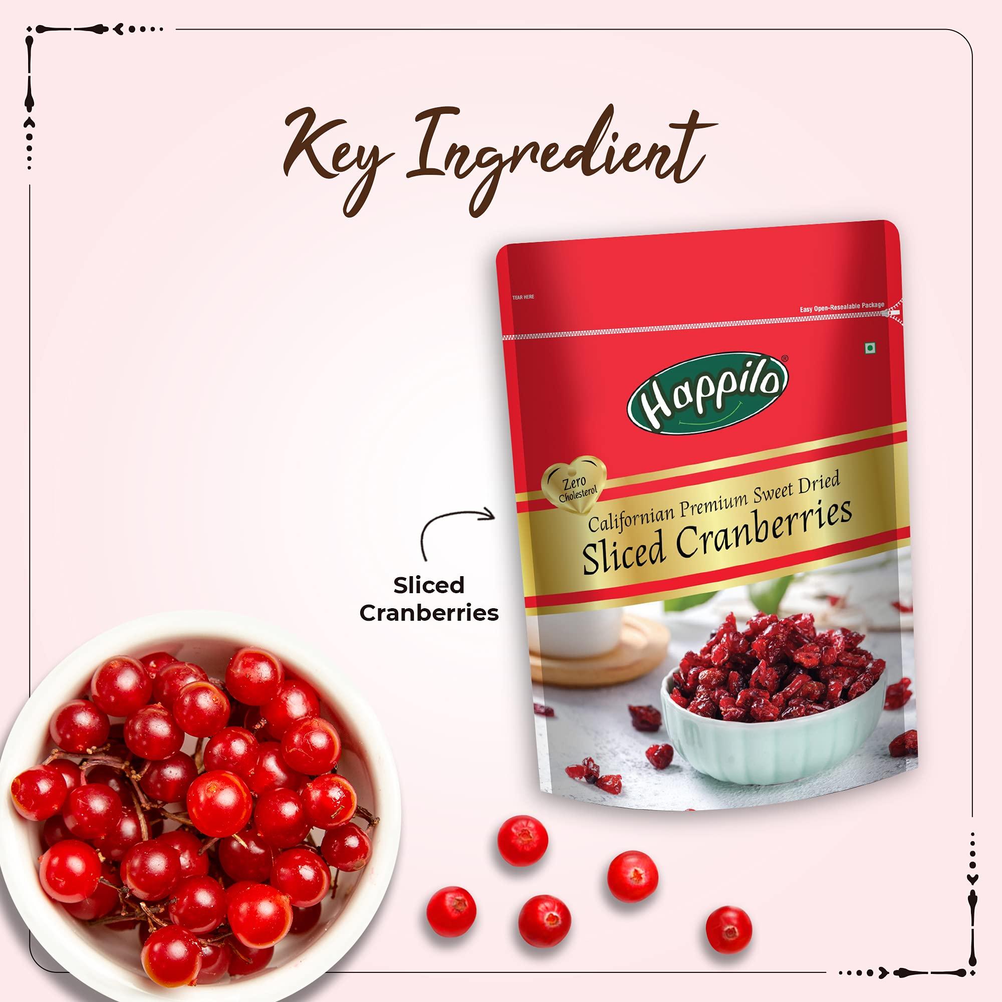 Happilo Happilo Premium Afghani Anjeer,Dried,200g & Premium Californian Dried and Sweet Sliced Cranberries, 200 g