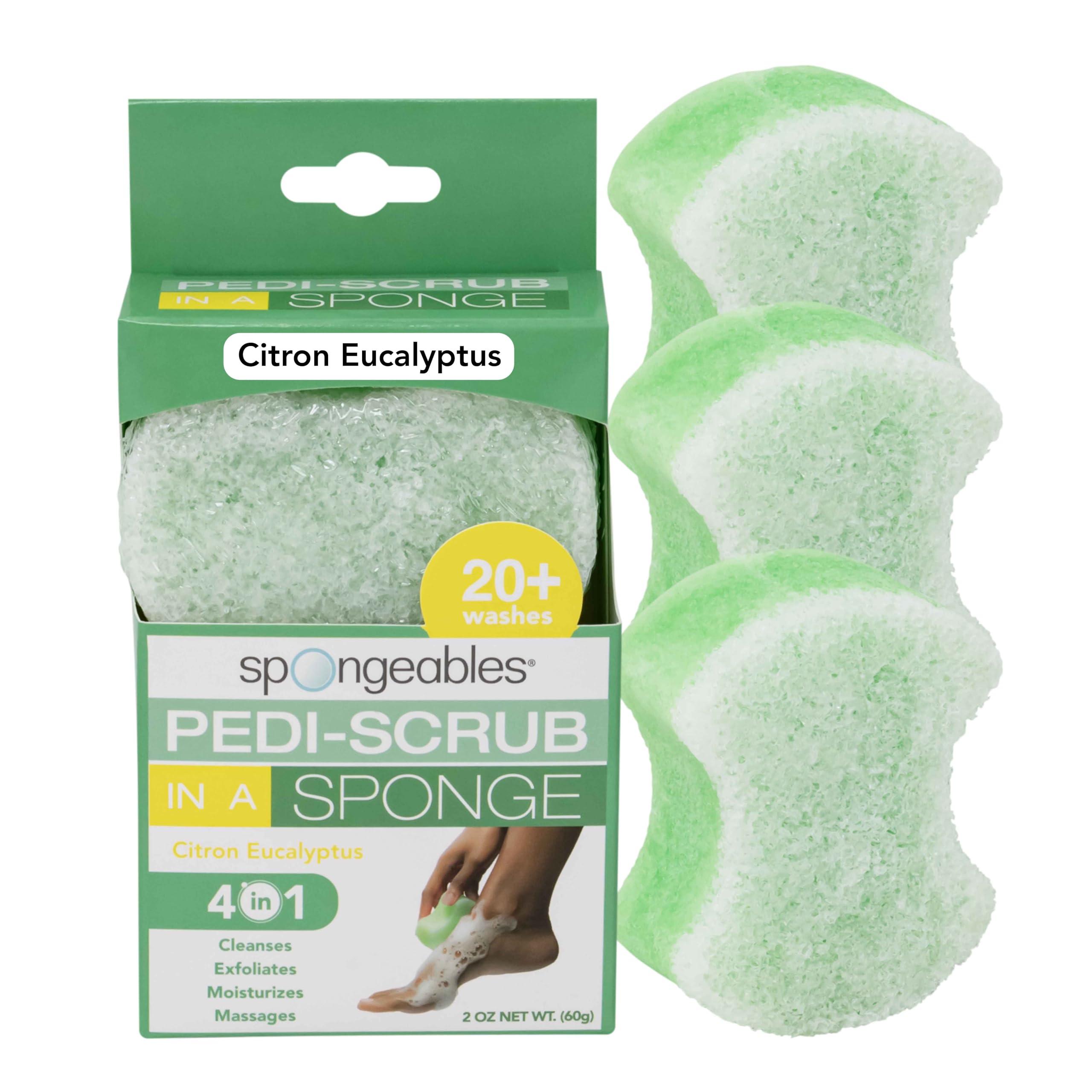 Spongeables Spongeables Pedi Scrub Foot Buffer 20+, Citron Eucalyptus Aromatherapy, 2-Ounce (Pack of 3)