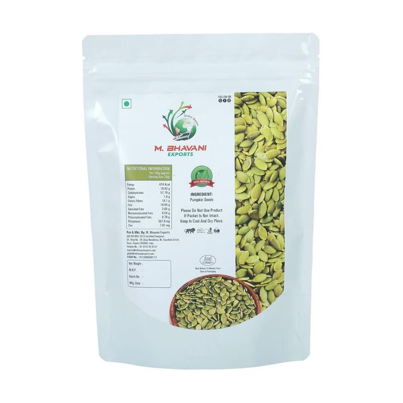 M.BHAVANI M.BHAVANI Raw Pumpkin Seeds 100gm | Pumpkin Seeds for Eating | Unroasted Pumpkin Seed | Healthy Snacks | Diet Food | Immunity Booster | High Protein Rich Superfood (Pack Of 2)