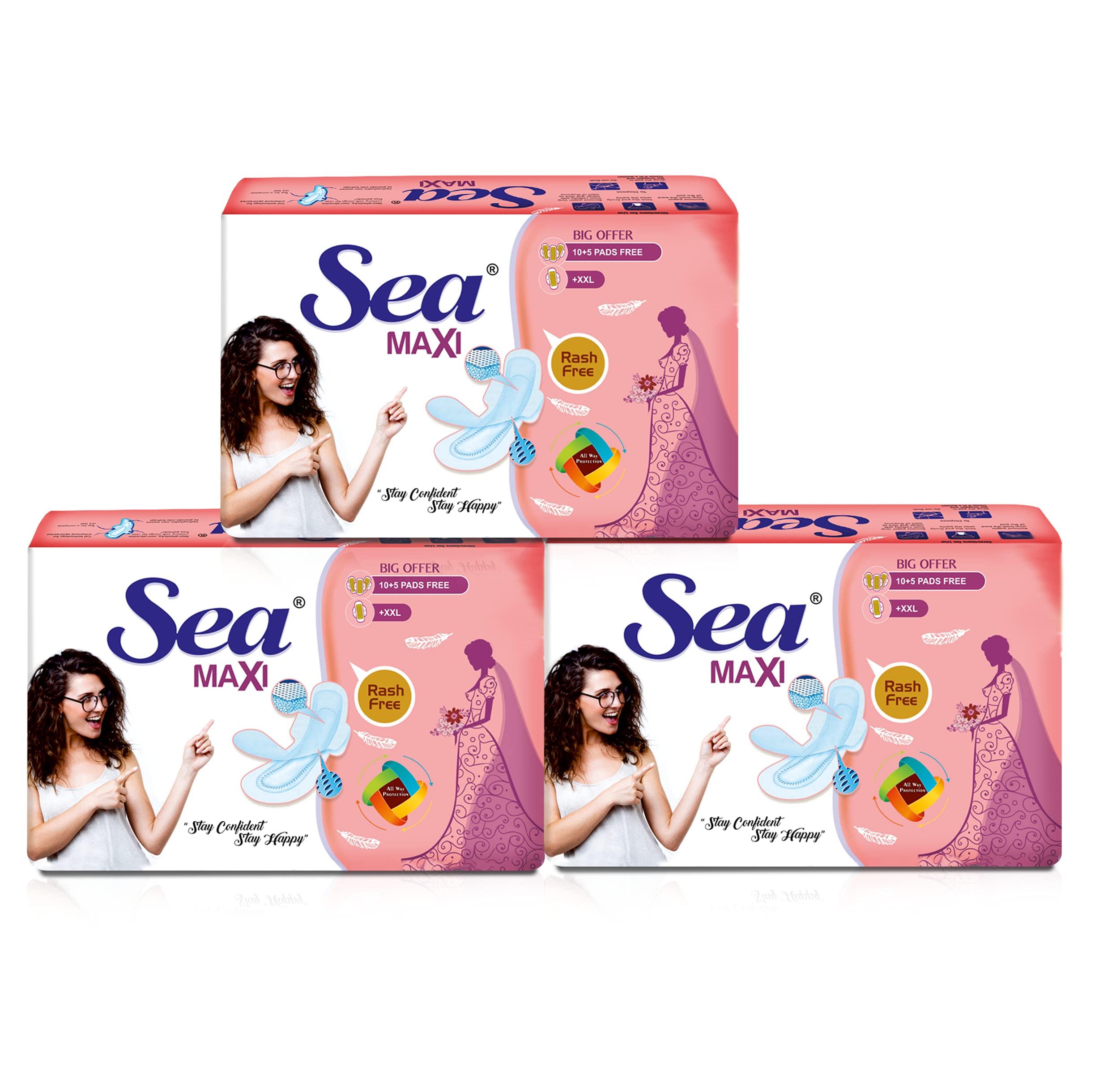 Sea SEA Sanitary Pad For Women | 45 XXL Maxi Pads | Organic Cotton Pad with Leak And Odour Lock Technology