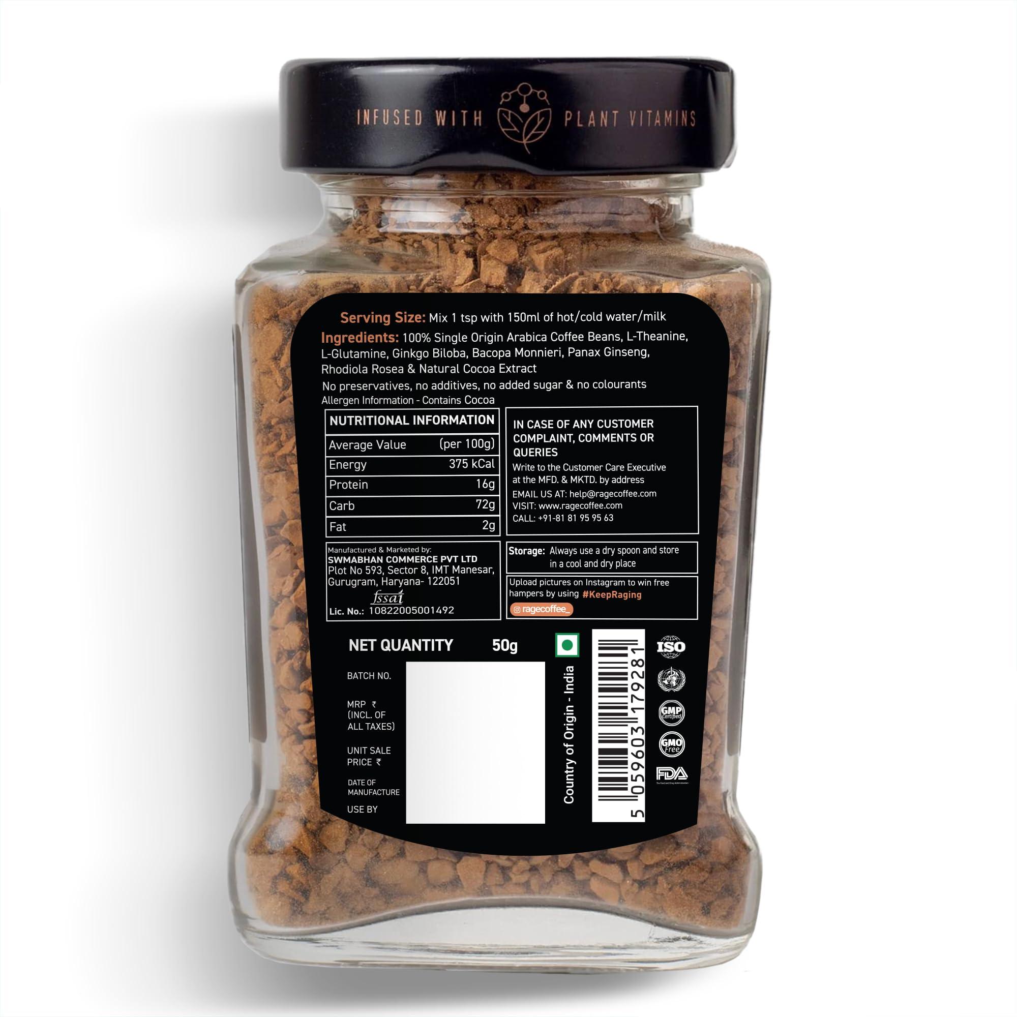 RAGE COFFEE Rage Coffee Combo - Flavoured Instant Coffee With Drinking Chocolate Powder Mix | Dark Chocolate Flavoured Coffee | Coffee, 50 gms & Chocolate Powder Mix, 100 gms | Made In India