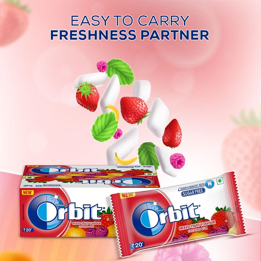 Orbit Orbit Sugar Free Chewing Gum Pack | Mixed Fruit Flavour Gum | Chewing Gums for Clean and Healthy Teeth | Easy to Carry and Pocket Friendly | 9.9 g | Pack of 30