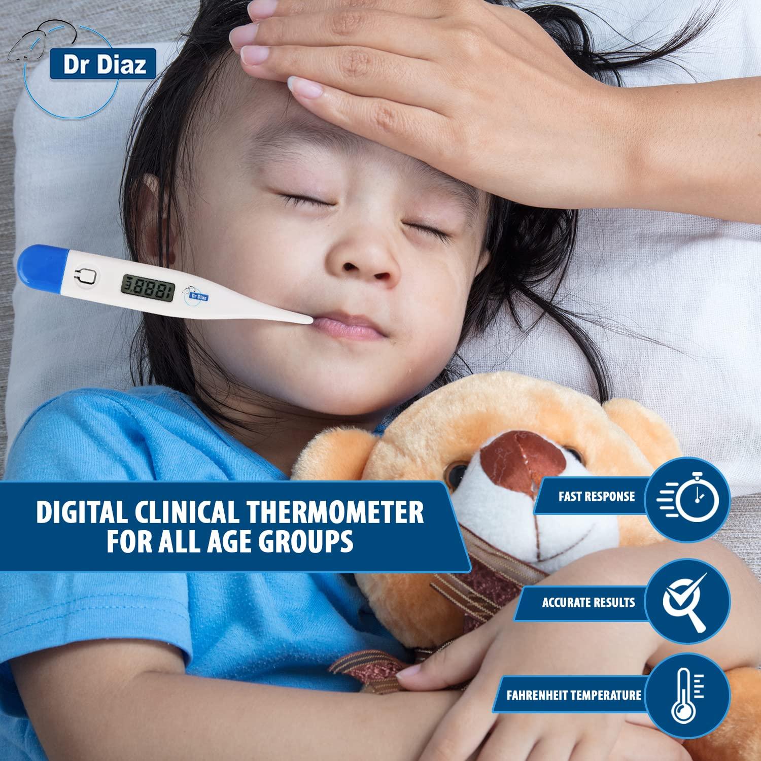 Dr Diaz Dr Diaz Digital Clinical Oral Thermometer with USB Interface, Clock Display Accurate & Fast Rectal Fever Detecting Device