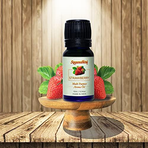 Sugandhim Sugandhim Multipurpose Aroma Oil Strawberry, 1 x 10ml, Natural Oil, Imparts Freshness In Bedroom Living Room Study Office & Other Spaces
