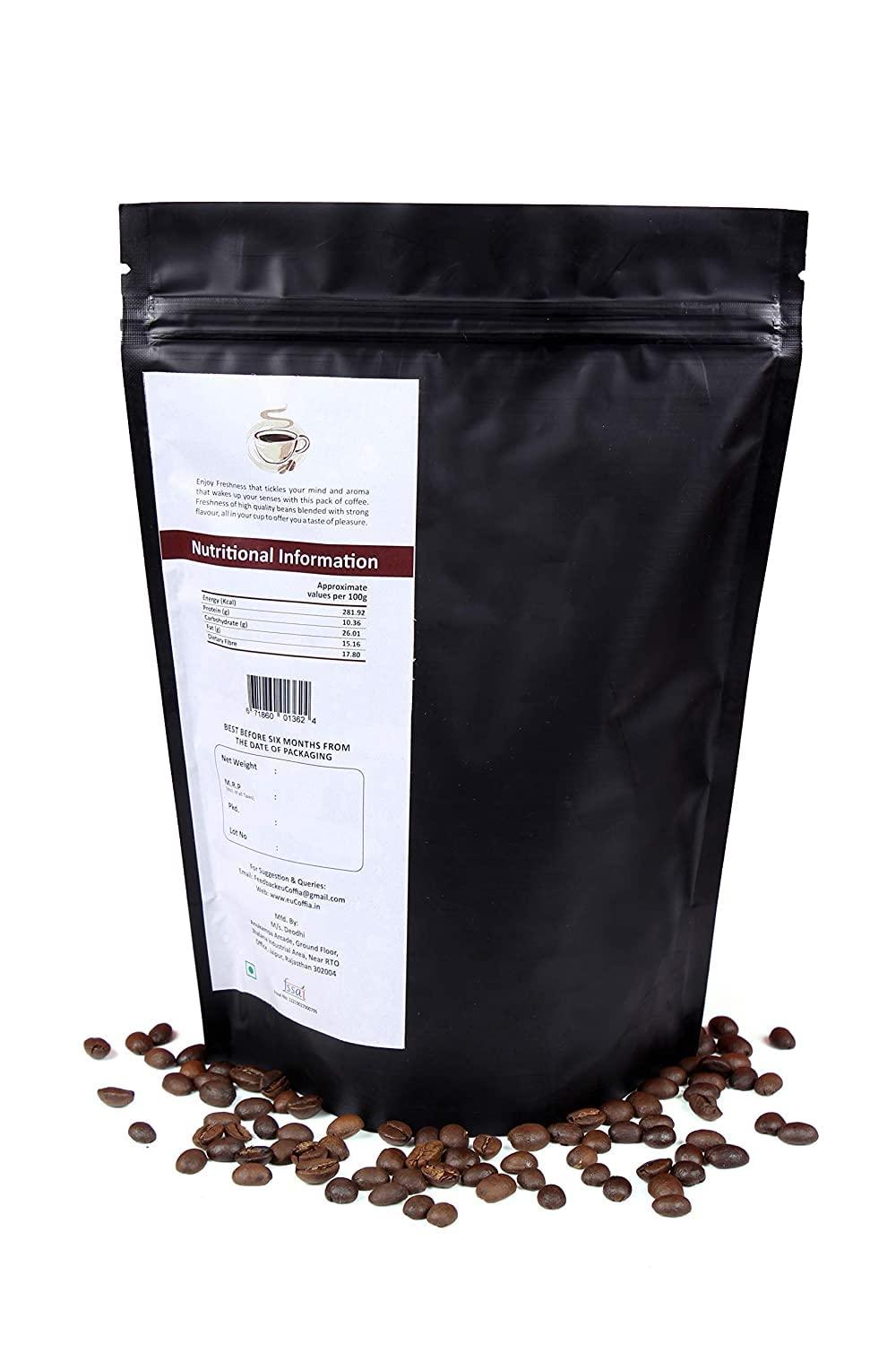 euCoffia euCoffia 100% Arabica Roasted Coffee Beans (Medium Roast) (Espresso) (Whole Beans) (Size: 400 Grams)