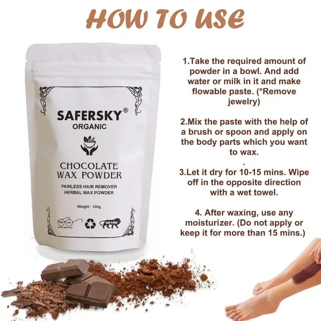 SAFERSKY SAFERSKY Herbal Body Wax Powder for Hair Removal | Chocolate Flavours For Hair Remover Wax Powder | Painless Hair Removal Wax Powder | Zero irritation | No Side Effects | Hair Removal Powder For All Hair & Skin Types Bikini Area Organic Hair Removal