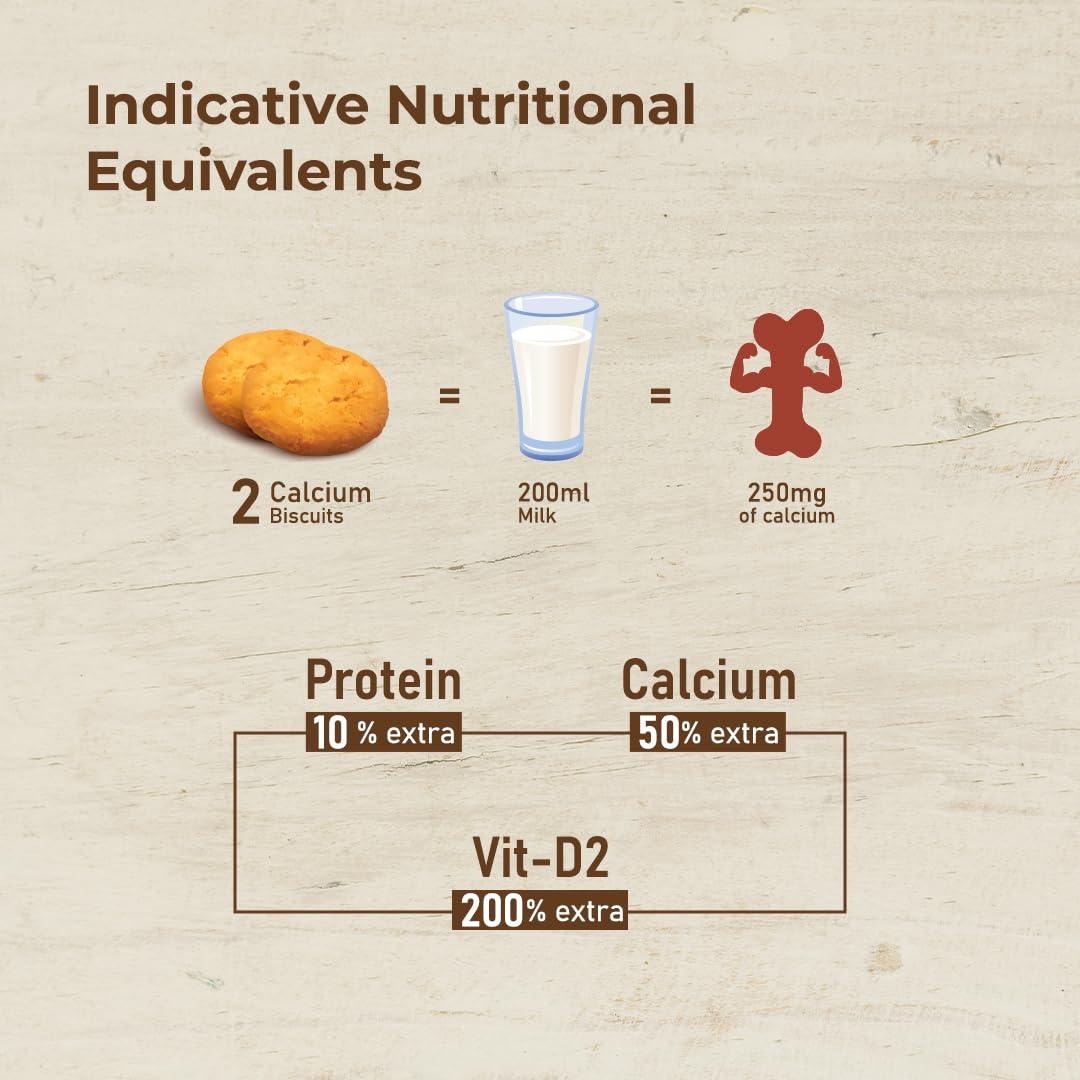 AZISTA INDUSTRIES PRIVATE LIMITED Taste Good Calcium & Vitamin D Biscuits For Strong Bones With Goodness of White Ragi & Whole Wheat Flour| Milk Based High Fiber Cookies (Pack of 8)