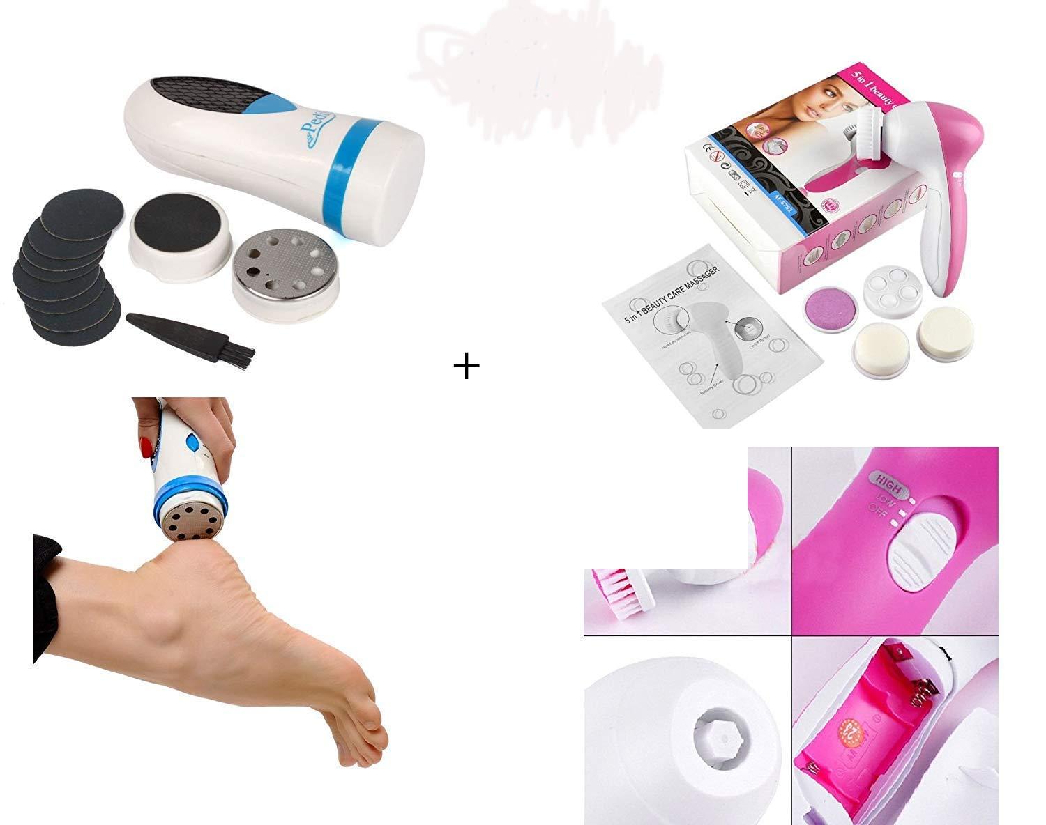 AJB AJB Plastic AJB Pedi Spin Professional Pedi-Cure Foot Care Tool with 5 in 1 Face Facial & Cleansing Cleanser Massager Kit