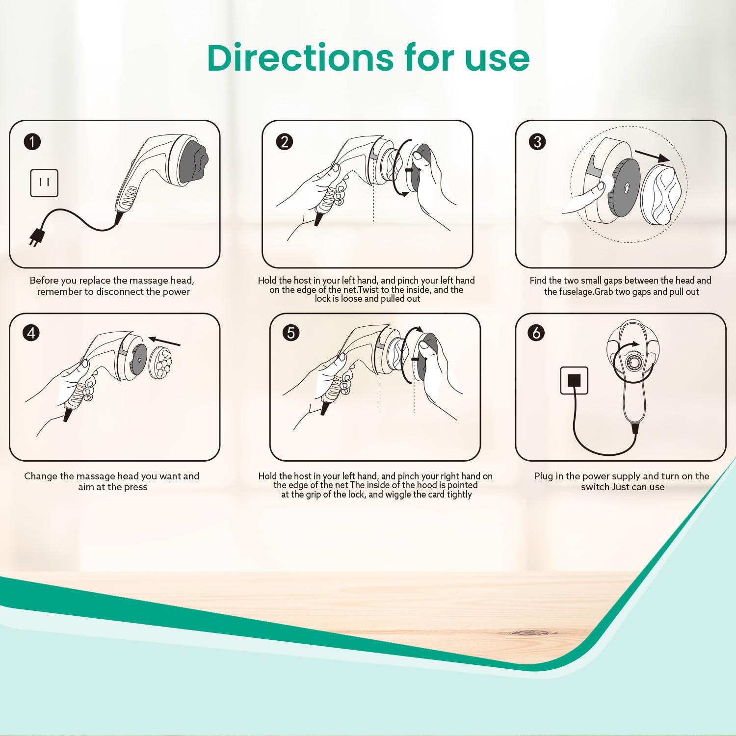 AGARO AGARO REGAL Electric Handheld Full Body Massager with 8 Massage Heads and Variable Speed Settings for Pain Relief and Relaxation, Back, Leg & Foot.