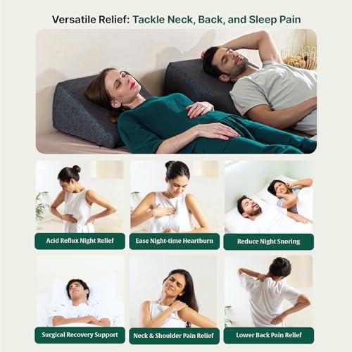 The White Willow The White Willow Orthopaedic Bed Wedge Acid Reflux Memory Foam & HR Foam Support Firm Pillow for Sleeping, Neck Pain Relief, Pregnancy Maternity, Anti Snoring - (18" L x 18" W x 10" H Inches) - Grey