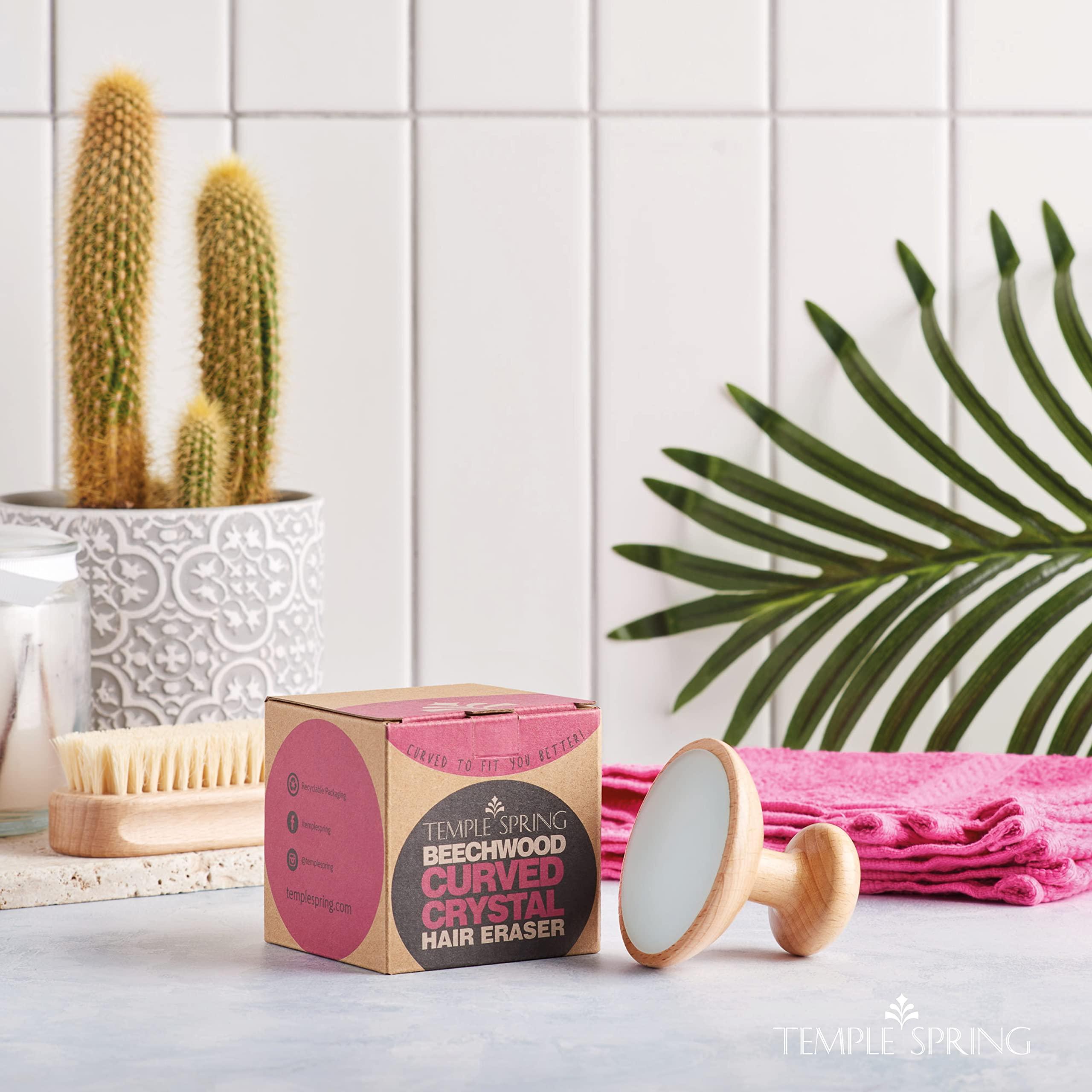 Temple Spring Crystal Hair Eraser - Magic Crystal Hair Remover Stone for Legs, Back and Body - Painless Exfoliating Hair Removal for Silky Smooth Skin - Beechwood (Small)