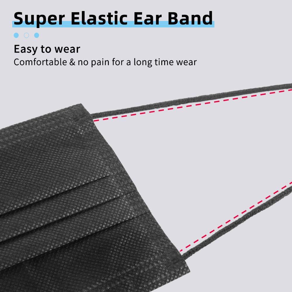 bigox bigox Meltblown Fabric Disposable Face Mask (Black, Without Valve, Pack of 50) for Unisex