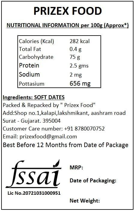 Prizex Prizex Original Kimia Dates | Soft Dates | Khajur 500Gm, Fresh