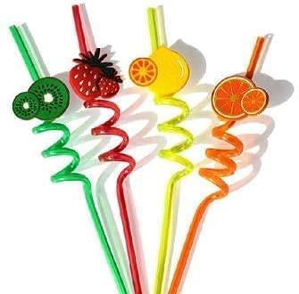 The Loveland The Loveland Curly Reusable Straws 4 PCS Smoothie Drinking Straws Kids/Birthday Party Decorations for Kids Girls (Pack of 4)