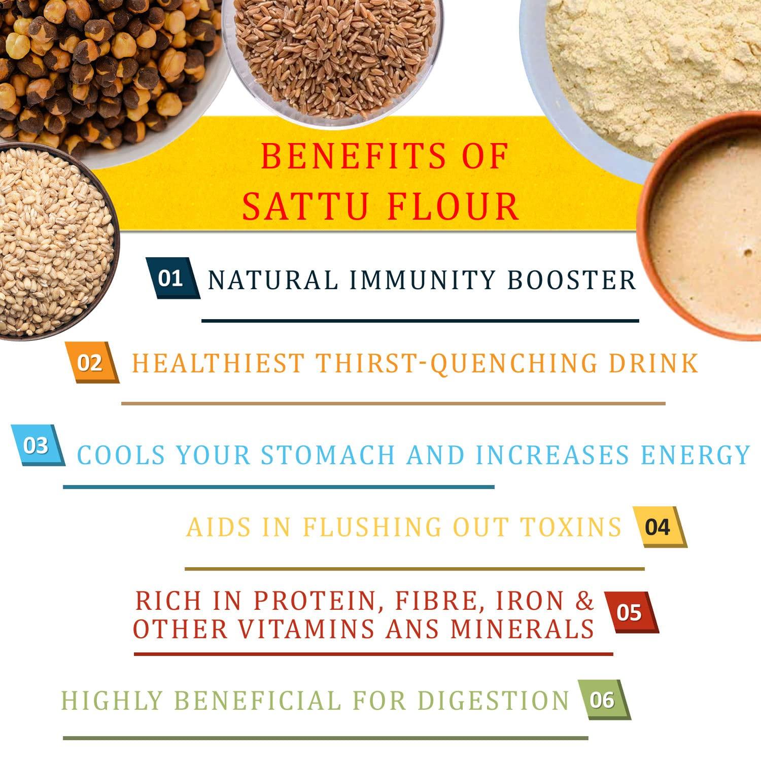 Kush Gold Kush Gold Sattu Powder/Roasted Chickpea Flour/Chana Satua/Sattu Atta (500g Pack)