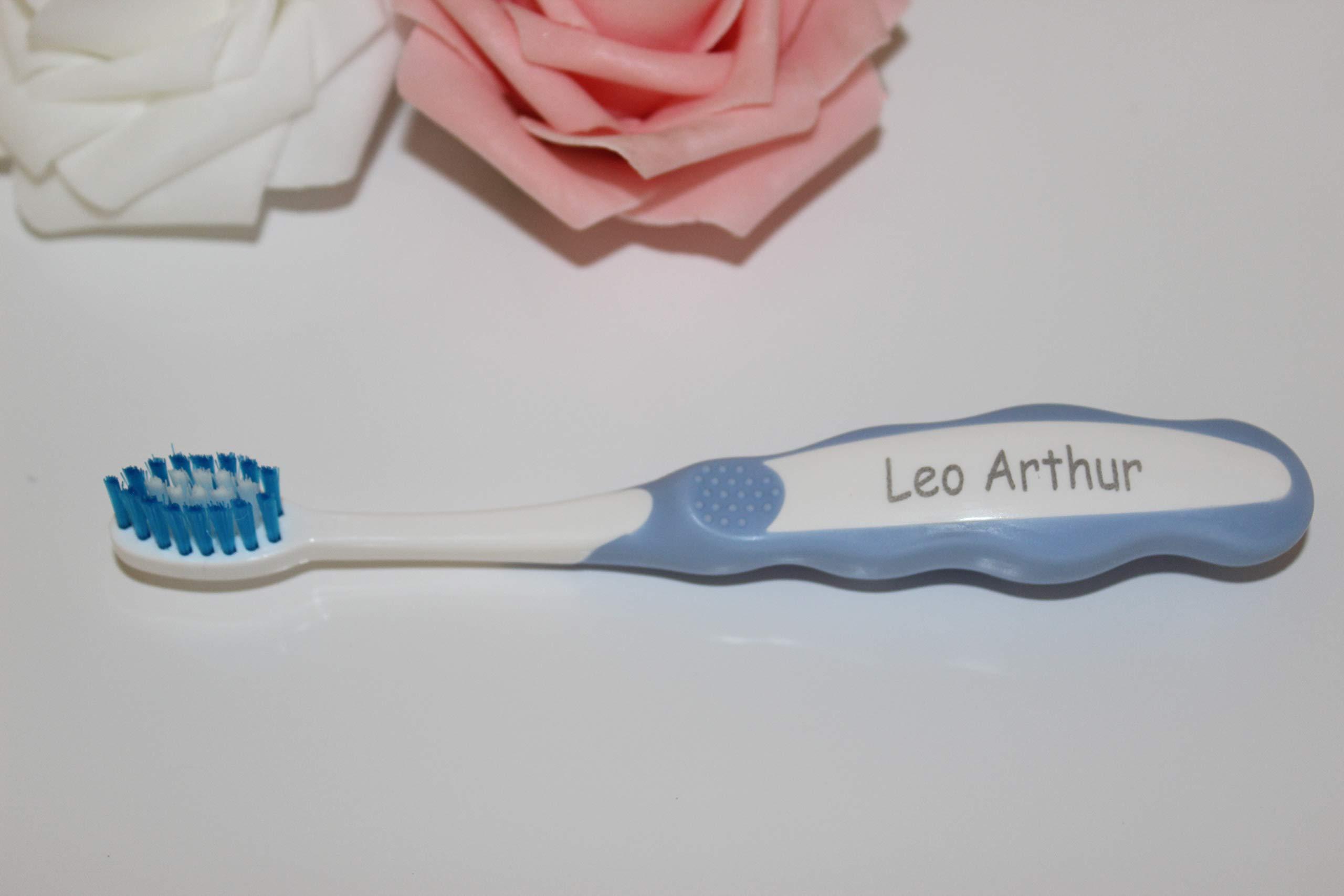 Precious Gift Company Personalized Toothbrush Kids Manual Toothbrush Age 2-6 4 Color Variety Pack Any Name/Message Engraved 4 Pack - Personalized Gift