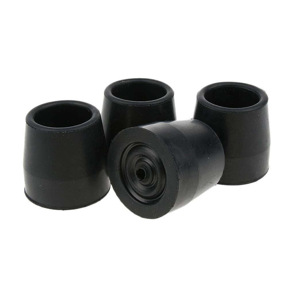 JAZZY PEARLS JAZZY PEARLS 4 Piece Crutch Ferrule Rubber End Walking Stick Tip Protector Non Skid Black