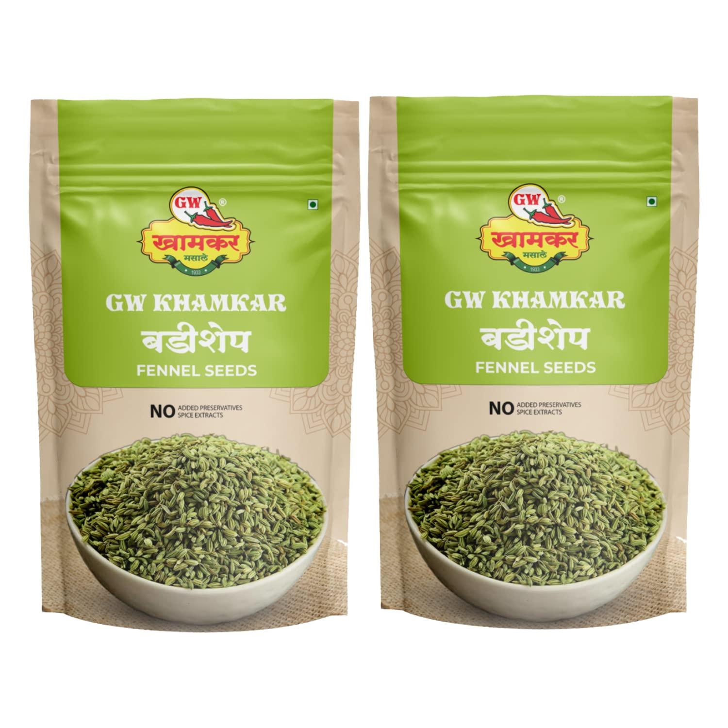 GW Khamkar GW Khamkar Badishep/Saunf Whole/Fennel Seeds/Variyari/Variyali Whole, Taste of 90 years Experience, Sweet and Powerful (2 KG.)