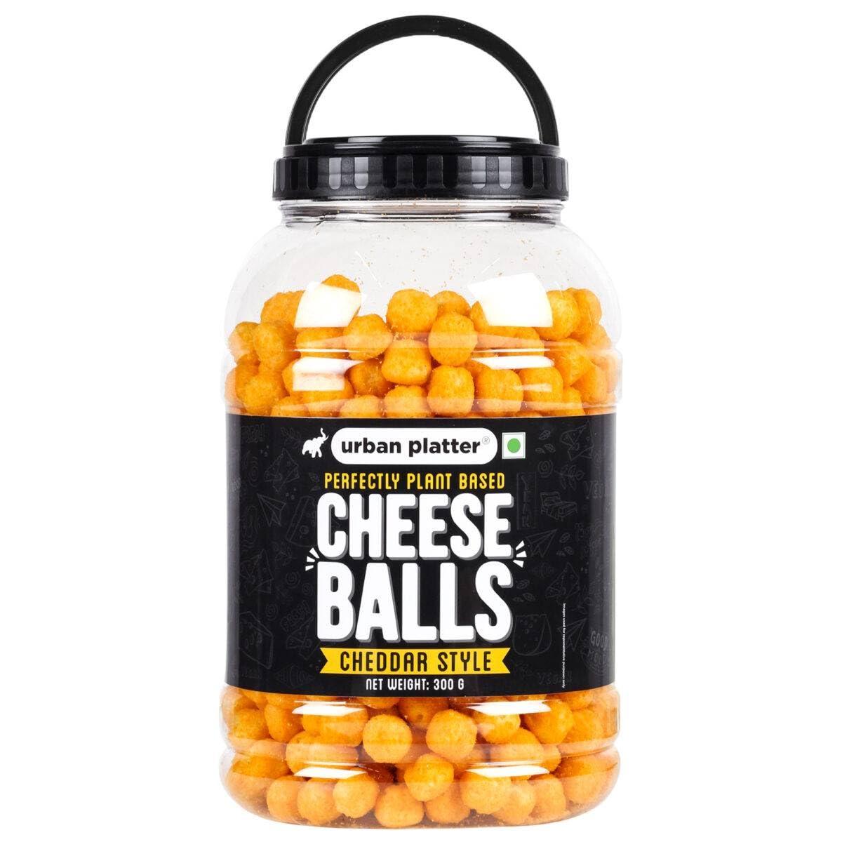 urban platter Urban Platter Cheese Balls, 300g (Cheddar Flavour, Plant-Based Vegan Snack, Party Pack)