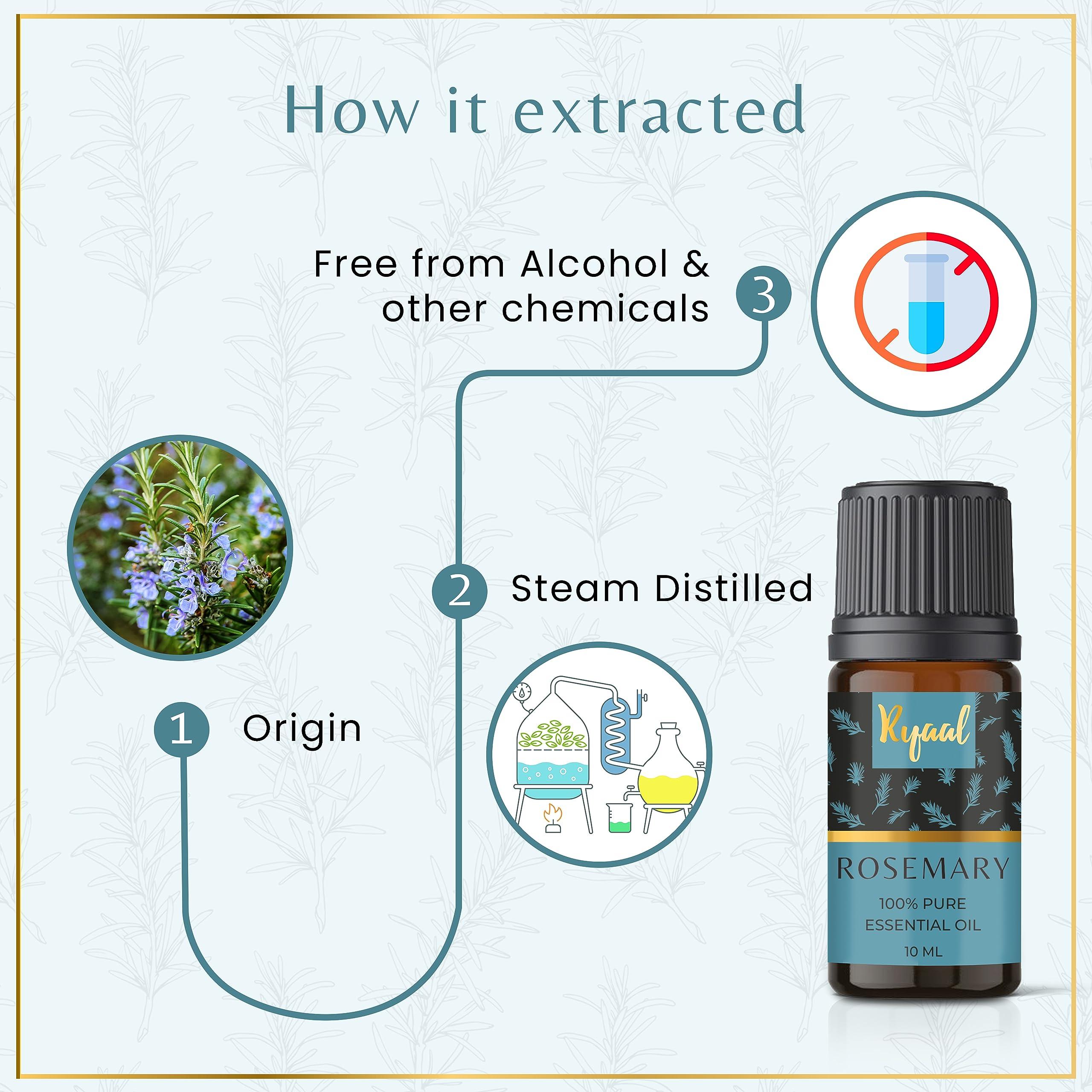 Ryaal Ryaal Essential Oils Rosemary, Tea Tree, Lemon, Rose, Lavender, Jasmine, Orange, Cinnamon & Sandalwood | Skin, Face, Hair, Diffuser & Aromatherapy | 9 in 1 Combo Pack 100% Pure & Natural 10 ml each