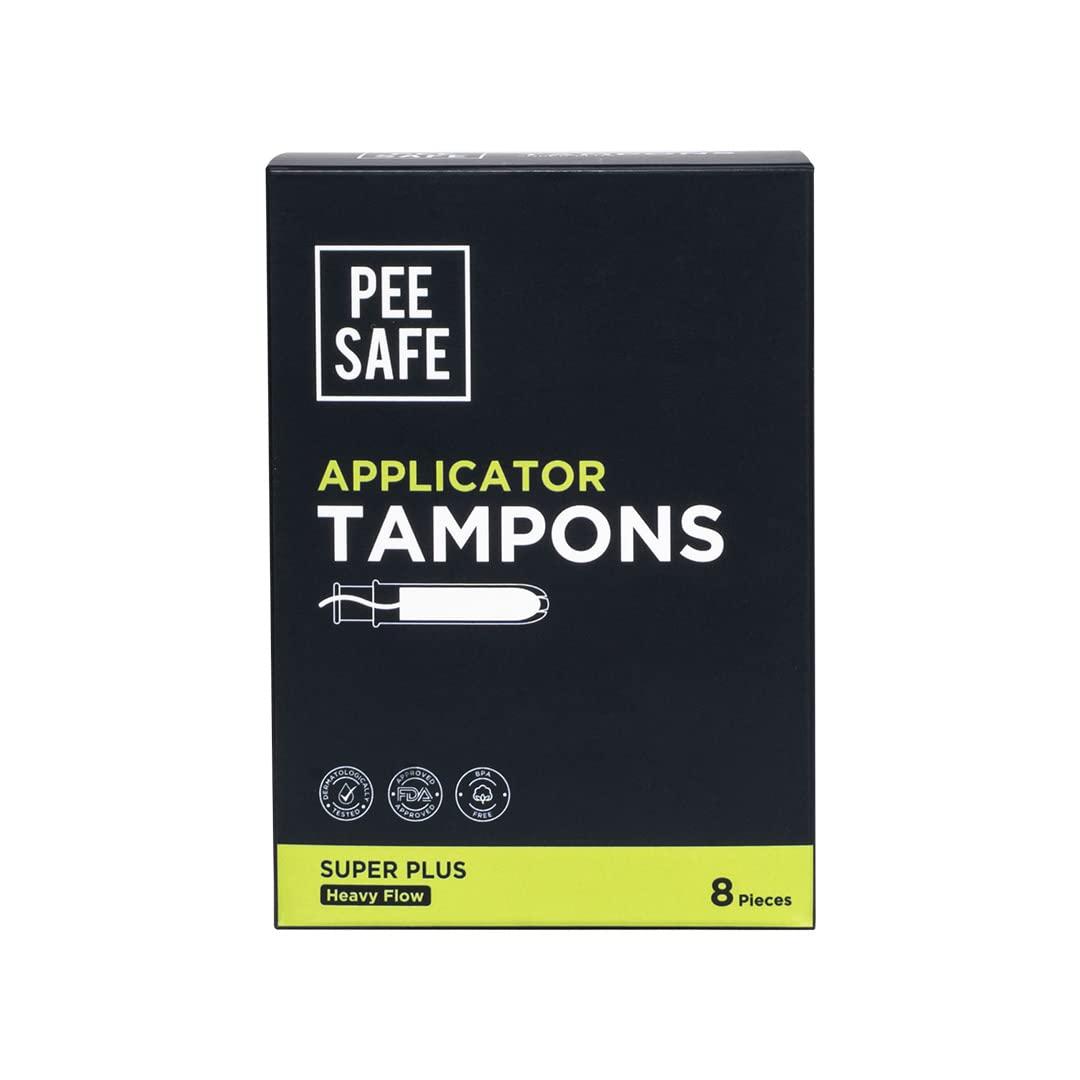 PEESAFE Pee Safe Applicator Tampons For Heavy flow 8 Pieces | Easy to use | Leak Proof | Ultra Soft & Comfortable | Highly Absorbent | BPA Free | FDA Approved