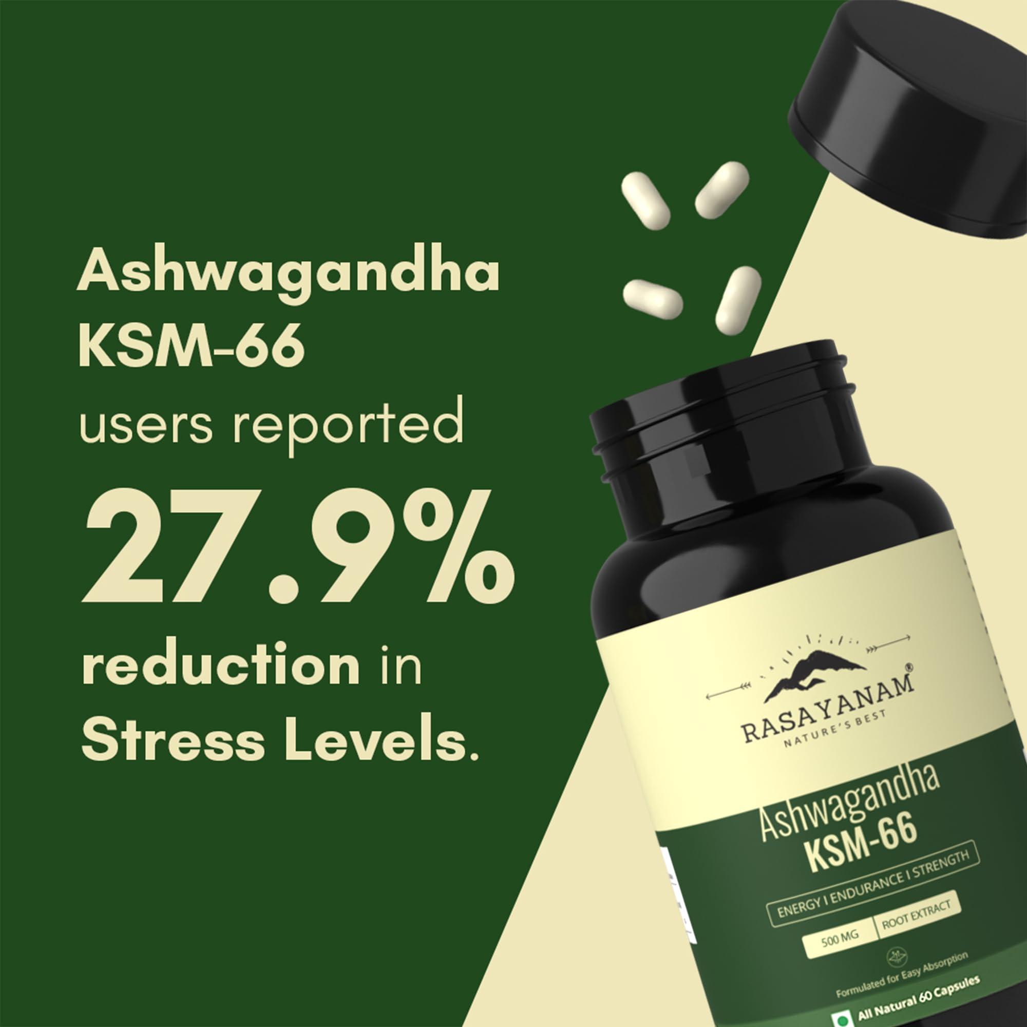 Rasayanam Rasayanam Ashwagandha Ksm-66 (500 Mg) Pack Of 2 Extra Strength Natural Formulation Support Strength & Energy Withania Somnifera Extract, capsule
