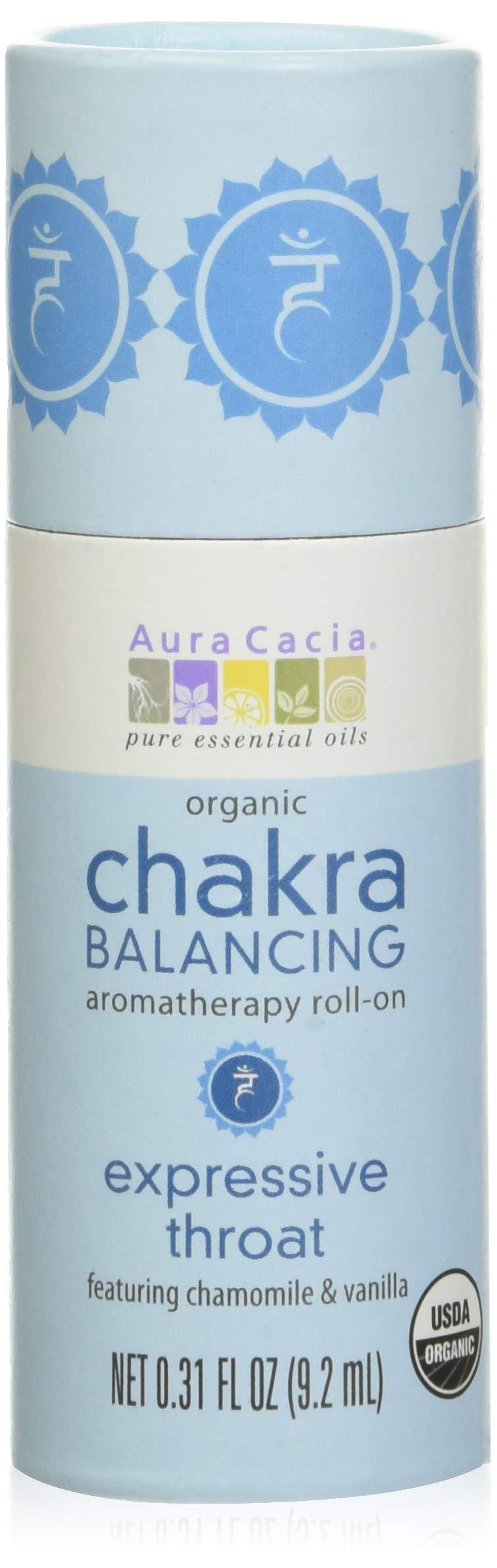 Aura Cacia Aura Cacia, Organic Chakra Balancing Aromatherapy Roll-On, Expressive Throat, 0.31 fl oz (9.2 ml)