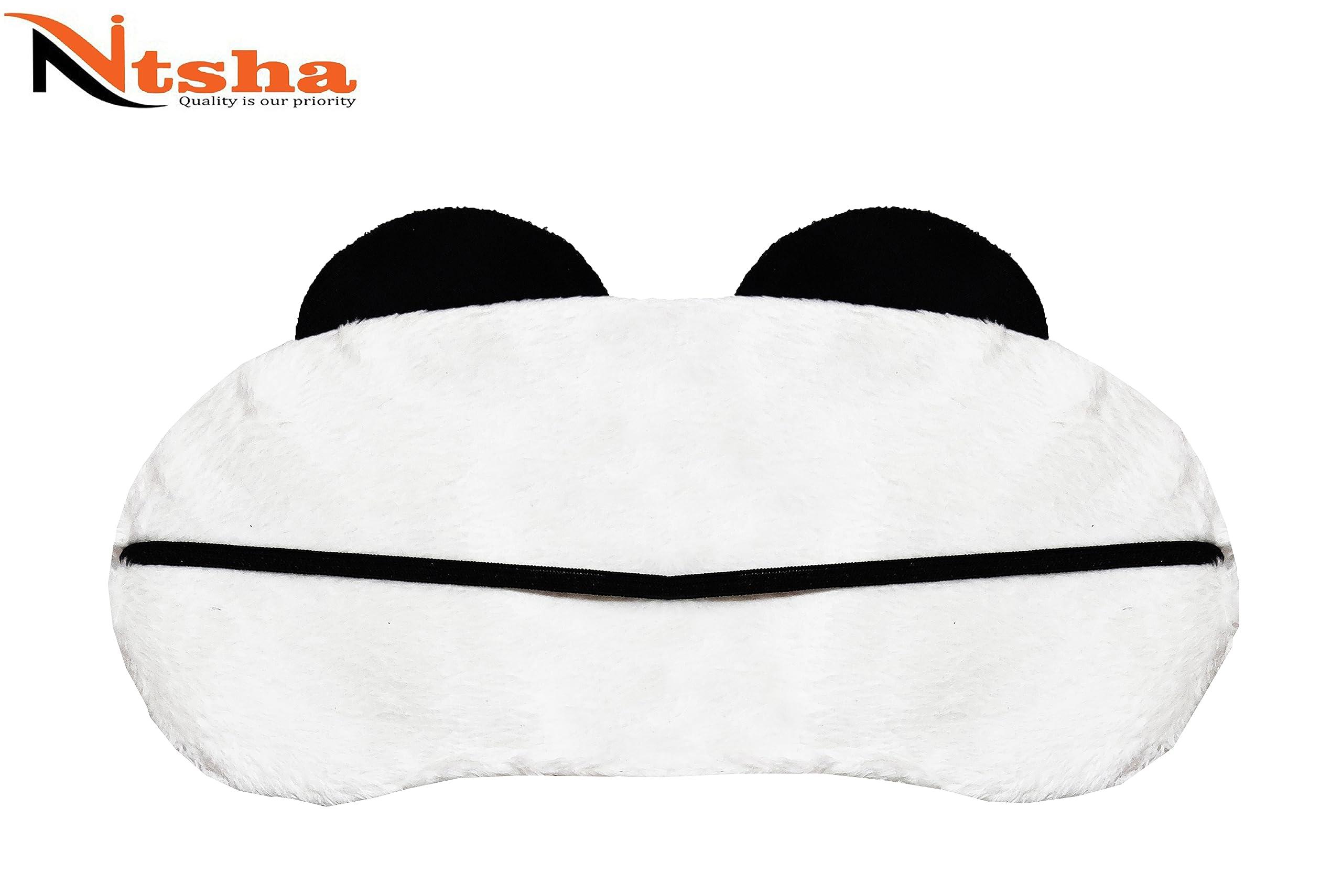 Nitsha NItsha Cross Cute Fur Panda Eye Blind Sleeping Eye Mask Slip Night Sleep Eye White and Black Super Soft & Smooth Travel Masks for Men Women Girls Boys Kids (Panda)