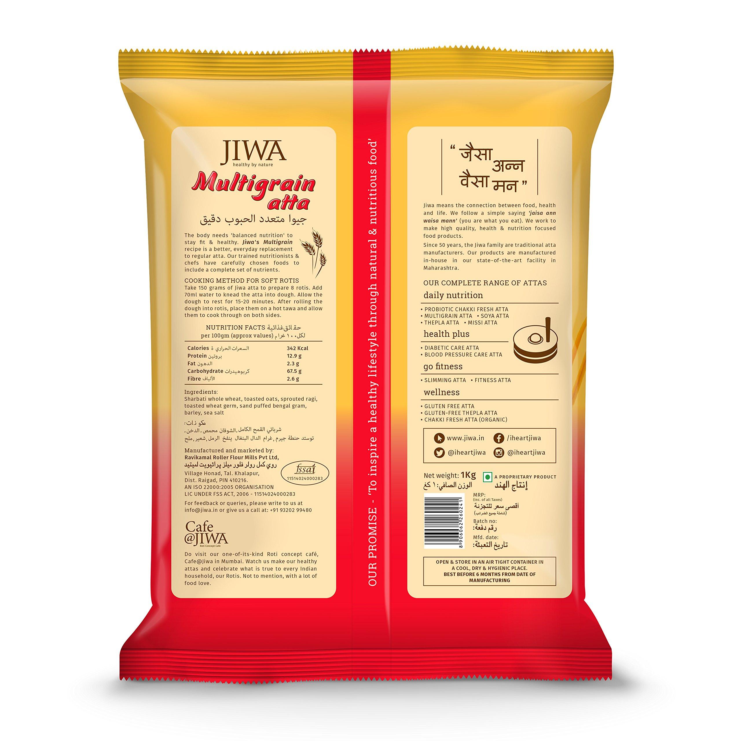Jiwa Jiwa Healthy by nature Multigrain Atta/Flour 1 Kg & Oats Flour, 900 g (Gluten Free)