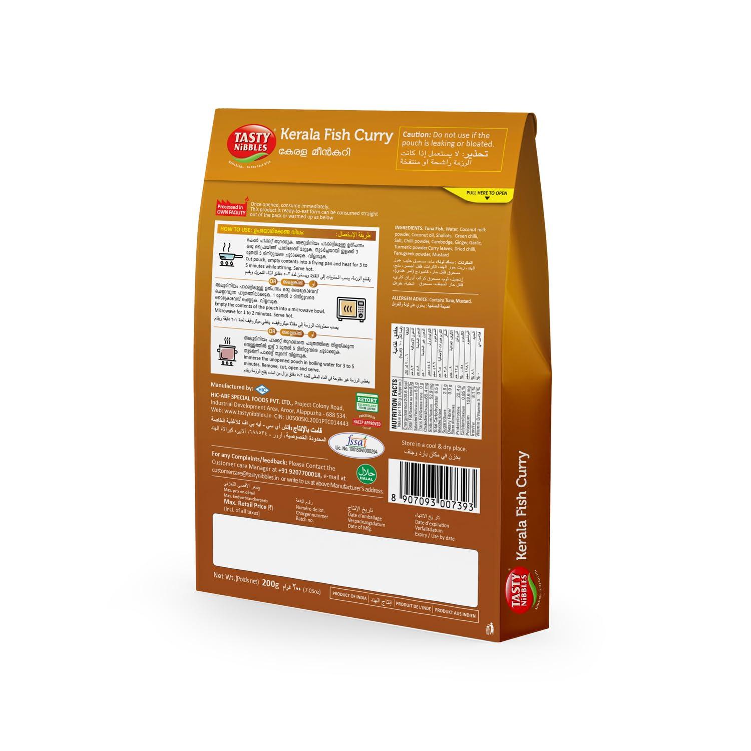 Tasty Nibbles Tasty Nibbles Ready to Eat Kerala Fish Curry with Coconut Milk 200g Pouch[Pack of 3]|Open Heat & Eat | No Food Additives Added | Japanese Retort Technology
