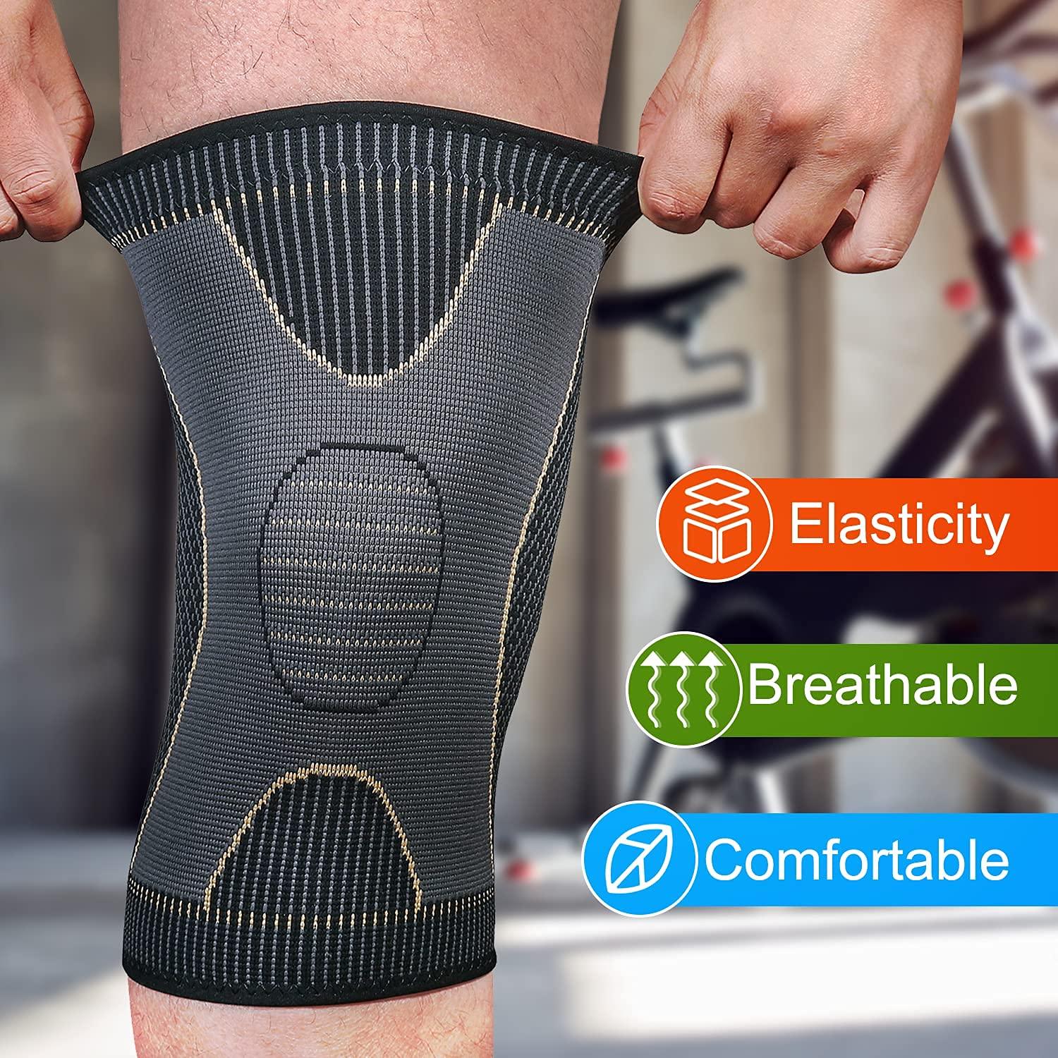 JHVW JHVW Copper Knee Braces for Knee Pain(2 pack)- Knee Compression Sleeve Support for Men & Women,Arthritis,Working Out