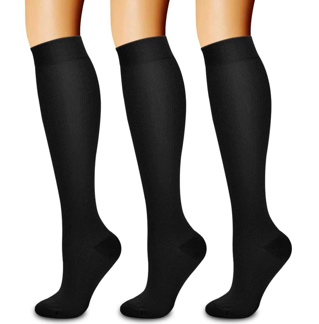 Laite Hebe Compression Socks,(3 pairs) Compression Sock for Women & Men - Best For Running, Athletic Sports, Crossfit, Flight Travel